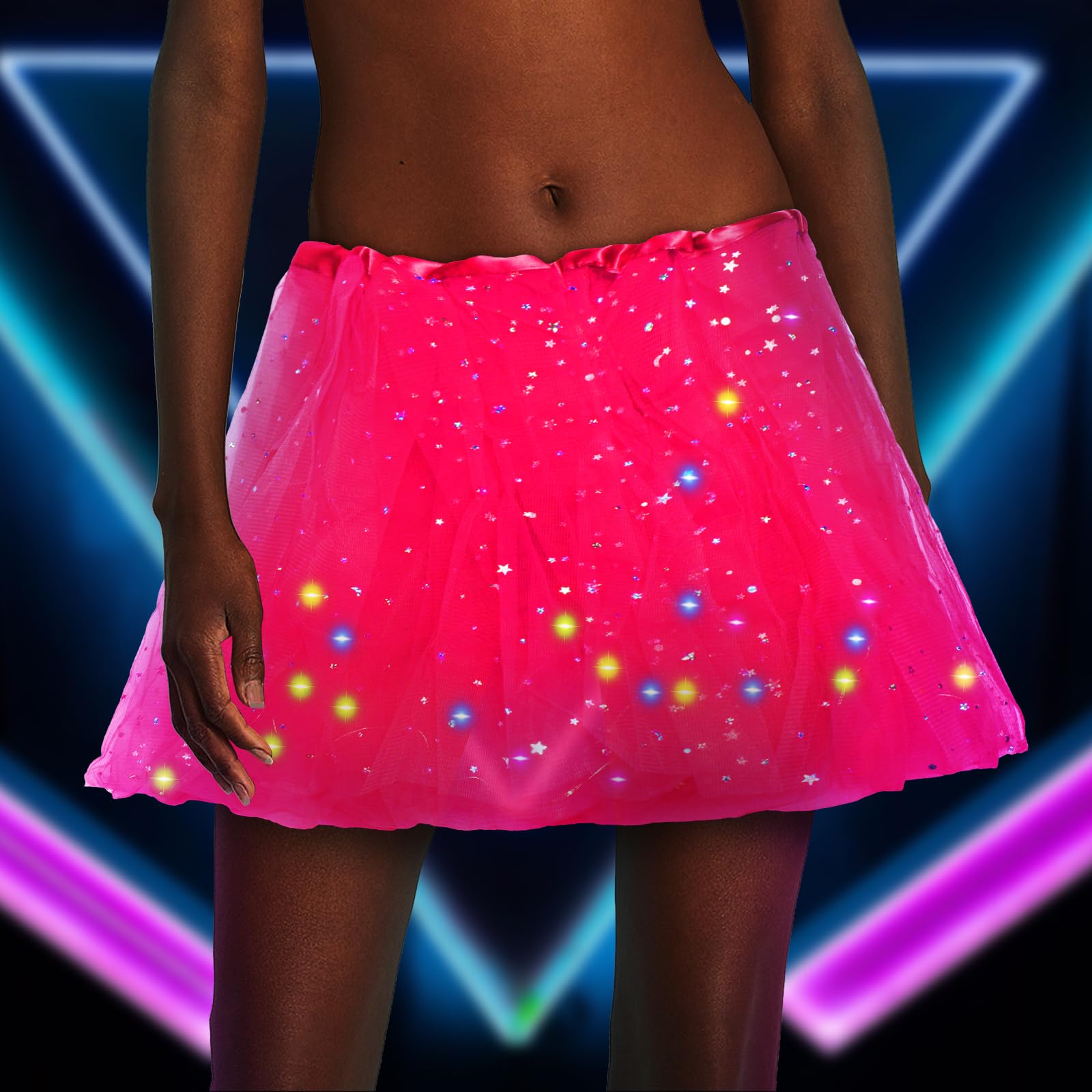 Glow in the Dark LED Tutu Skirt for Women - Sparkling Tulle Dance Skirt with Lights - Perfect for Raves, Dance Performances, Halloween & Cosplay Costumes