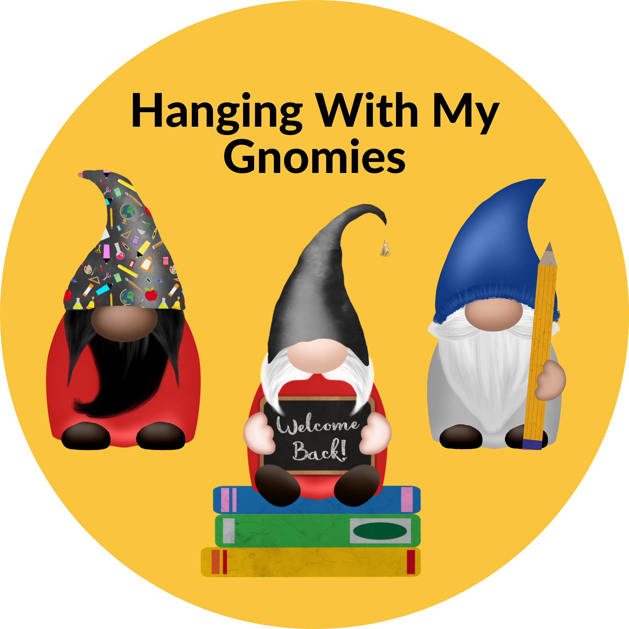 Handmade Deco Mesh Back to School Wreath - 'Hanging With My Gnomies' Gnome Theme Door Decor for Classroom, Dorm & Home Entryway