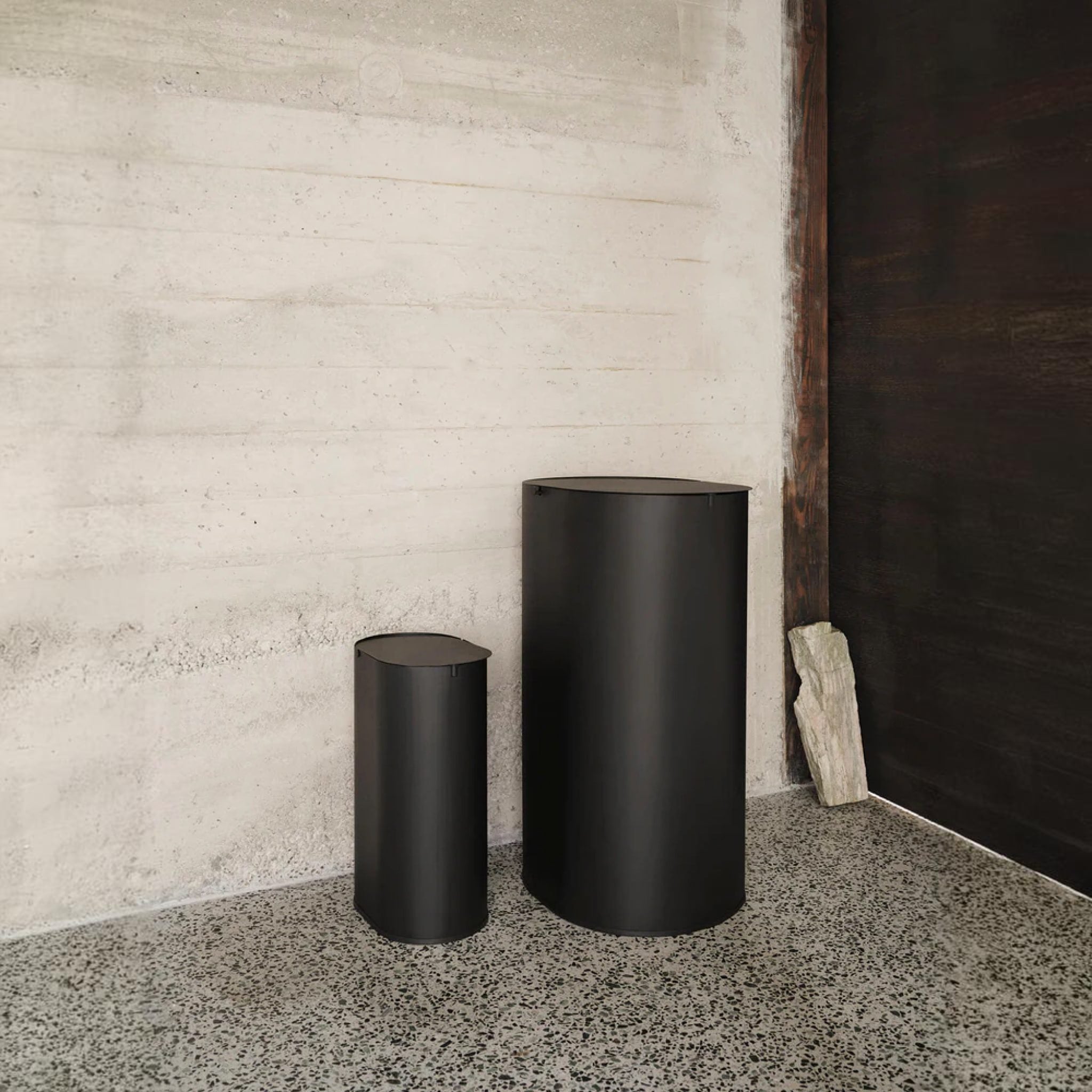 FERM LIVING Enkel Bin - Large Black Trash Can for Kitchen, Bathroom & Office Waste Disposal | Modern Minimalist Design