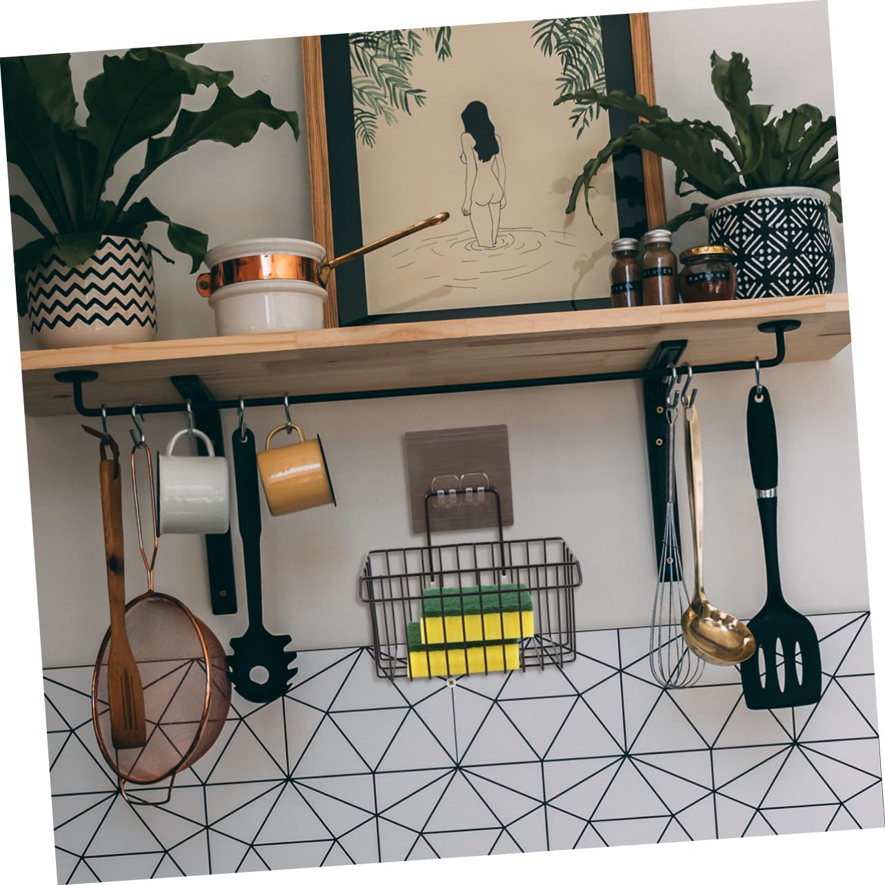 DOITOOL Wall-Mounted Sponge Holder - Kitchen Sponge Rack & Drain Basket for Sink - Organize Sponges, Brushes, and Cleaning Tools - Perfect for Kitchen, Bathroom, and Laundry Room Storage (Stainless Steel)