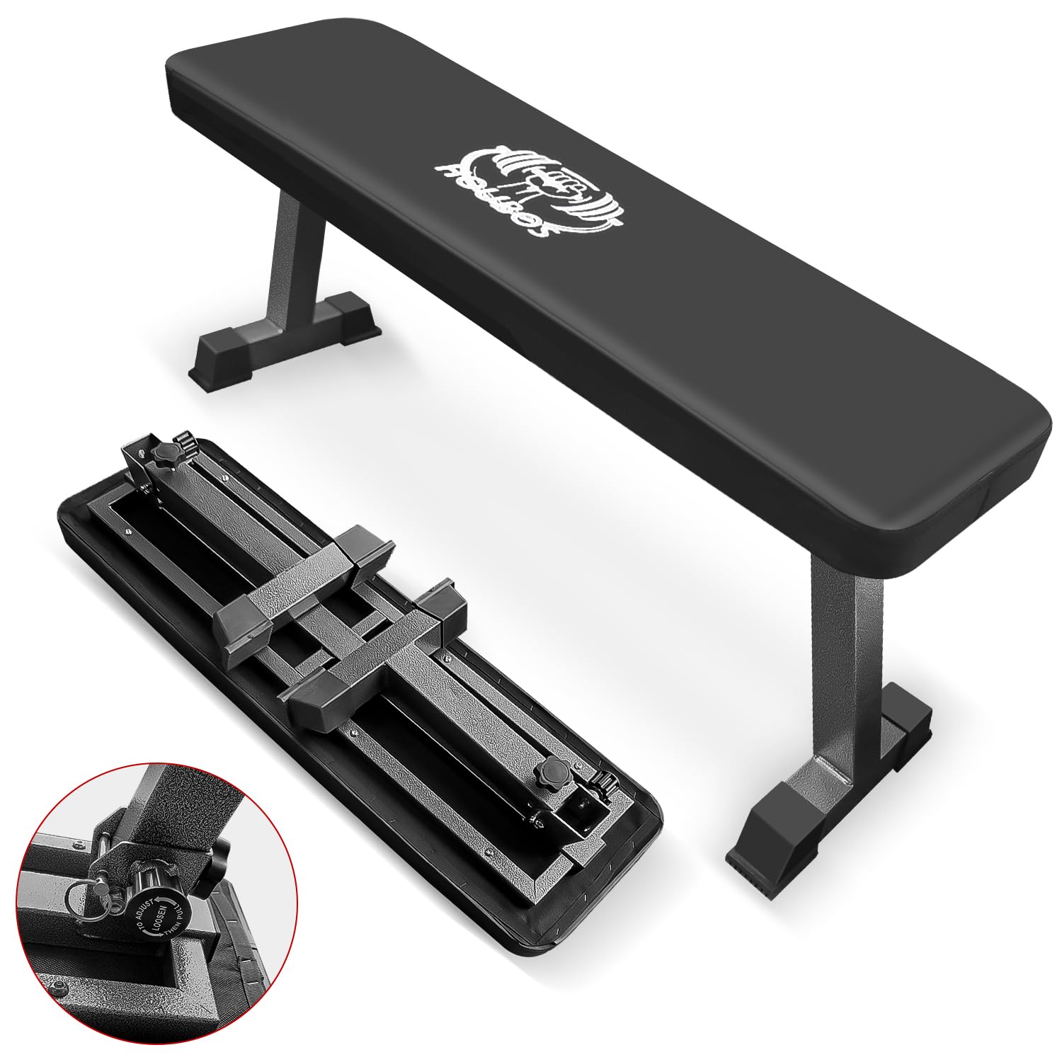 Foldable Flat Weight Bench for Home Gym - Adjustable Dumbbell Workout Bench with Easy Assembly | Strength Training Equipment for Bench Press, Strength Exercises & Full-Body Workouts | Perfect for Small Spaces & Home Fitness Routines