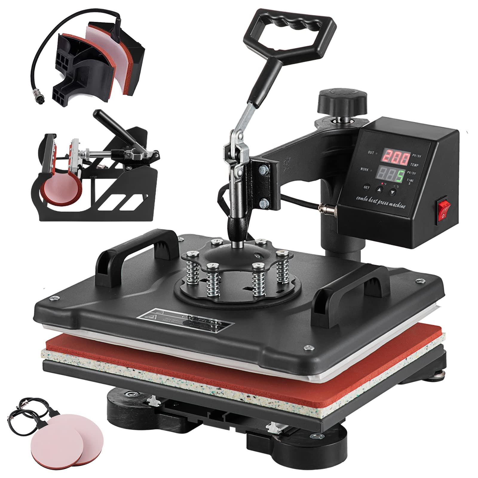 5 in 1 Multifunctional Heat Press Machine 12x15 Inch - Swing Away Sublimation Heat Press for T-Shirts, Hats, Mugs & Plates - Perfect for DIY Crafts, Custom Apparel & Small Business Printing