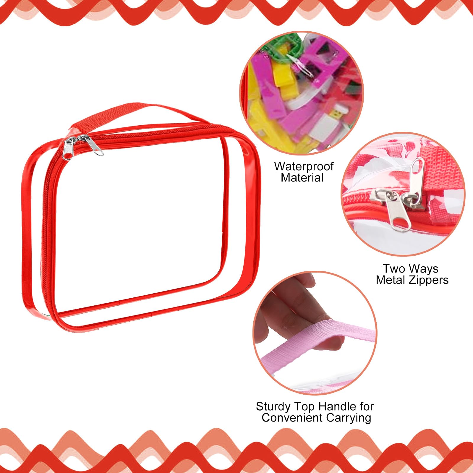 16 Pack Clear PVC Waterproof Zipper Storage Bags - Organize Toys, Board Games, Building Blocks, Puzzles & Kids Books - Durable Plastic Organizer for Home, Classroom & Travel (Multicolor)