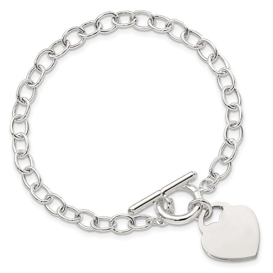 925 Sterling Silver Oval Link Women's Heart Charm Bracelet - 8.5 Inches Adjustable, Dainty Jewelry Gift for Her, Perfect for Valentine's Day, Anniversary & Everyday Wear