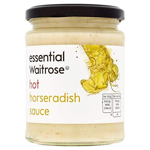 Essential Waitrose Horseradish Hot Sauce - 285g (0.62 lbs) | Spicy Condiment for Sandwiches, Roasts & Seafood | Premium British Hot Sauce