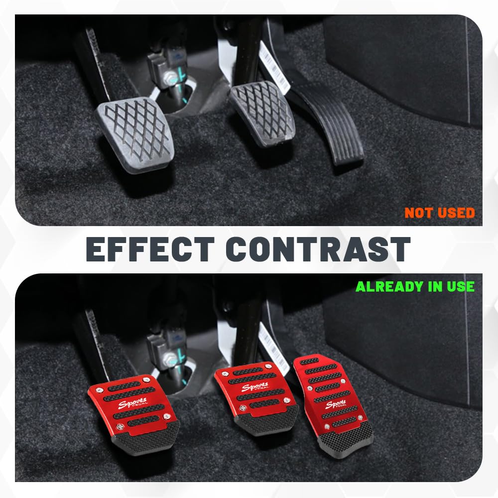 3PCS Non-Slip Aluminum Car Pedal Covers for Manual Transmission - Sporty Driving