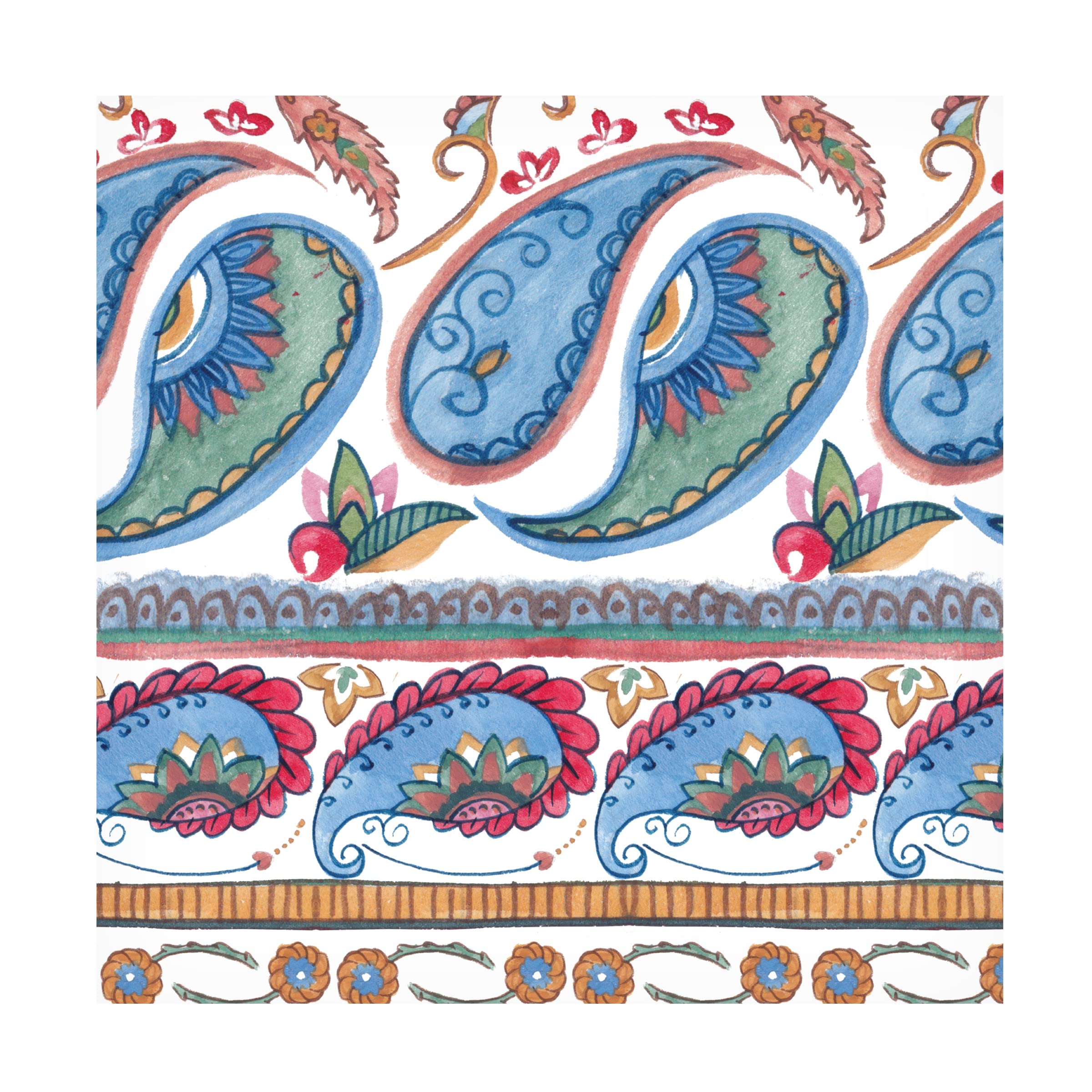 Trademark Fine Art 'Paisley Doodle I' Canvas Wall Art by Melissa Wang - Modern Abstract Painting for Living Room, Bedroom & Office Decor