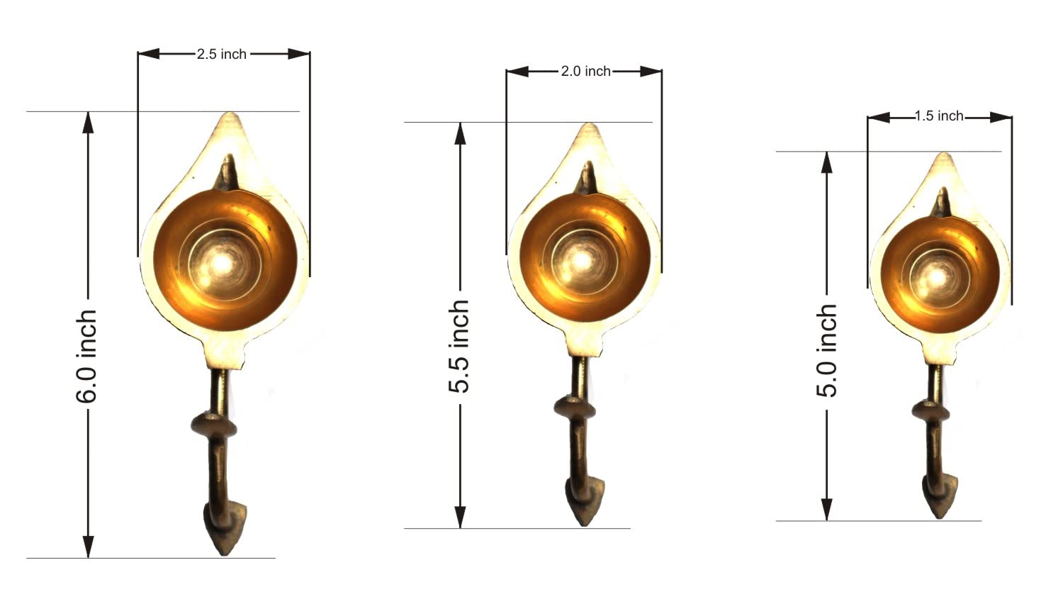 ASHRIRWAD Heavy Duty Brass Oil/Ghee Aarti Diya Lamp with Handle - 2 Inch Hindu Puja Prayer Ritual Essential for Home Temple, Wedding Ceremonies & Spiritual Decor