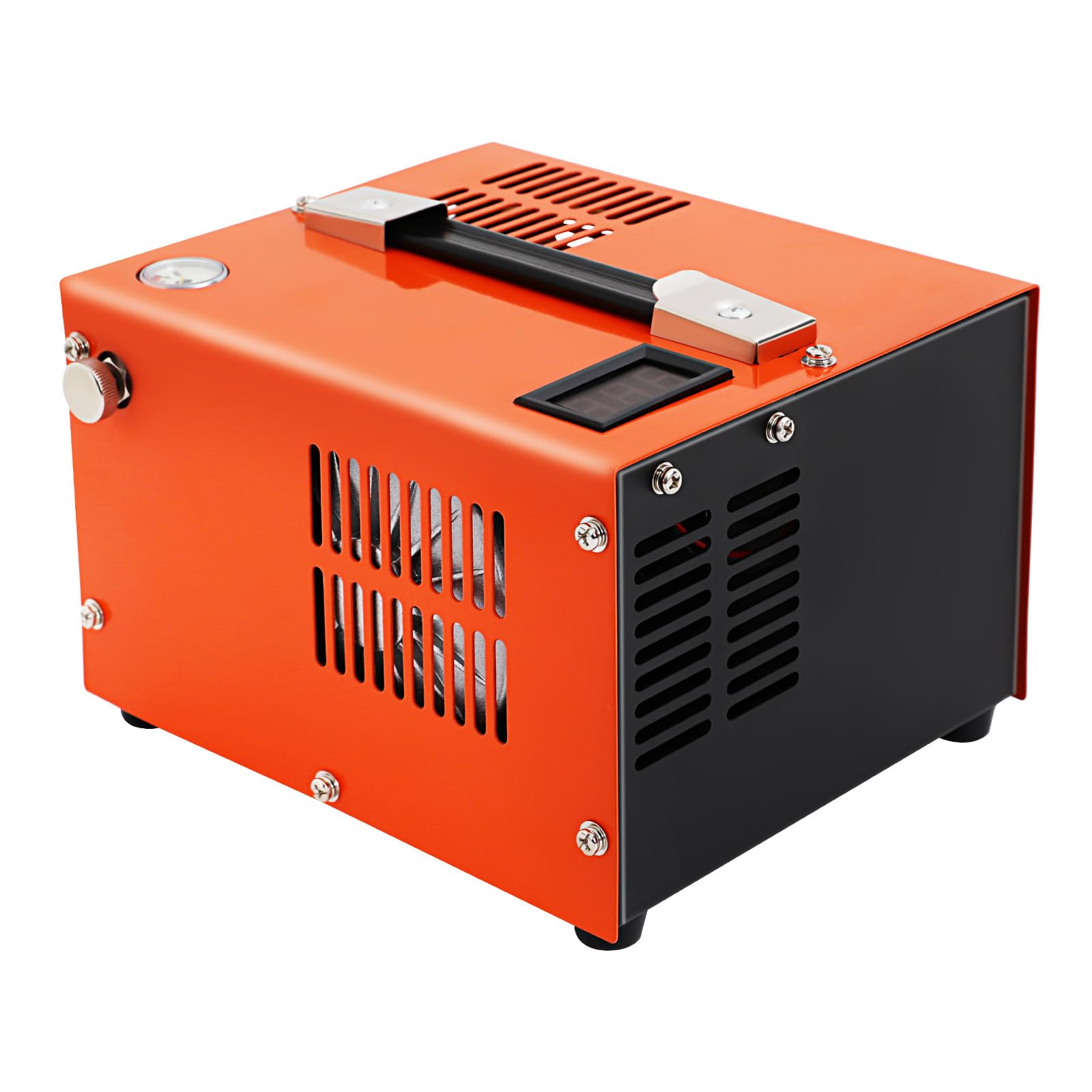 LOYALHEARTDY 4500PSI PCP Air Compressor - 350W High Pressure Portable Air Pump with Built-in Cooling Fan & Auto Shutoff - Lightweight Orange Paintball Rifle Inflator for PCP Airguns, Scuba Tanks, and Airsoft Equipment - Perfect for Outdoor Shooting, Hunting, and Paintball Games