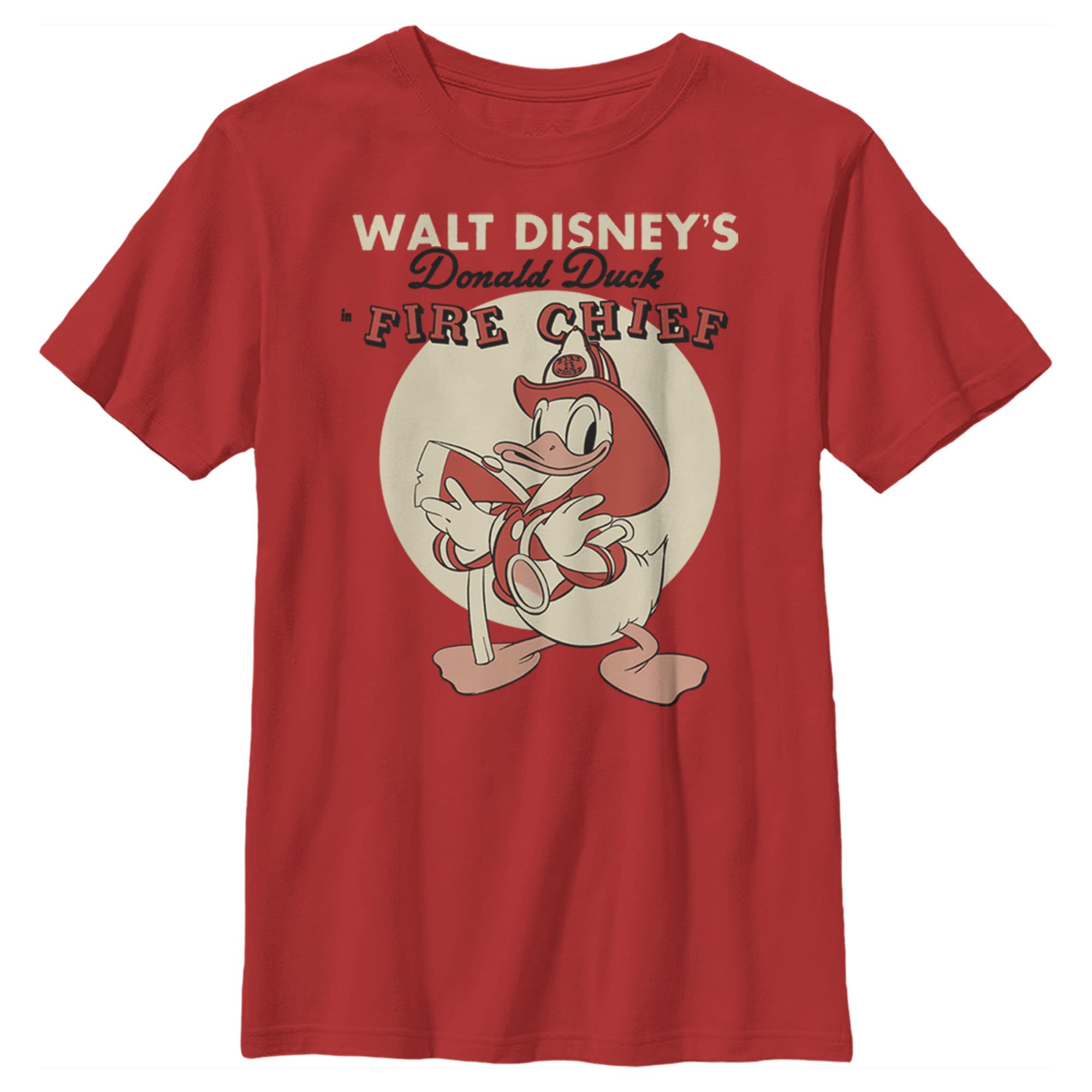 Boys Mickey & Friends Fire Chief Donald T-Shirt - Cute Disney Cartoon Character Tee for Kids - Perfect for Birthday Parties, Halloween Costumes & Disney Theme Park Outfits