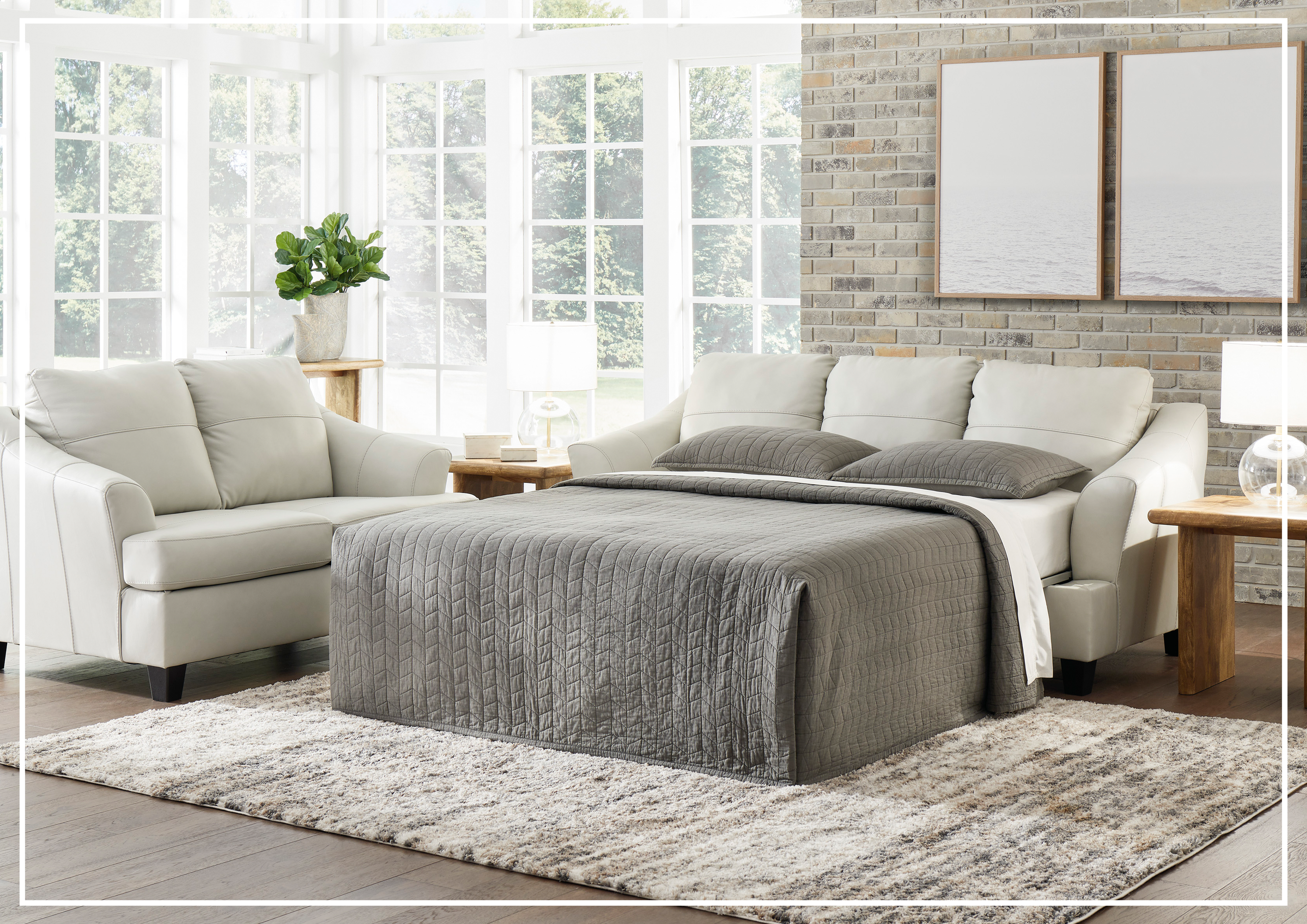 Gio Italia Geneva 3-Seater Queen Size Leather Sofa Bed - Convertible Sleeper Sofa for Living Room, Guest Room & Small Spaces