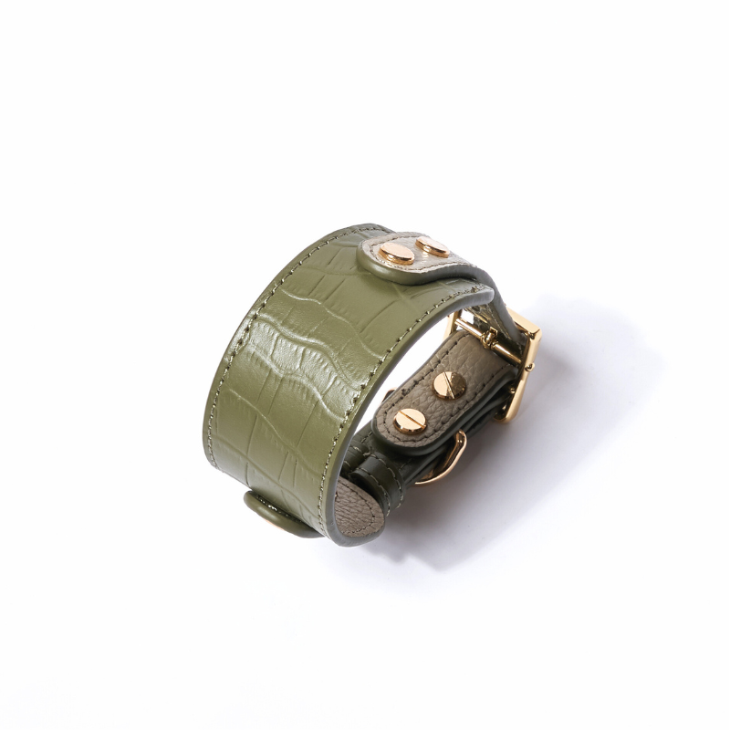 Premium Genuine Emerald Green Leather Dog Collar - Adjustable & Durable for Small Medium Large Dogs - Perfect for Daily Walks, Training & Fashion Accessories