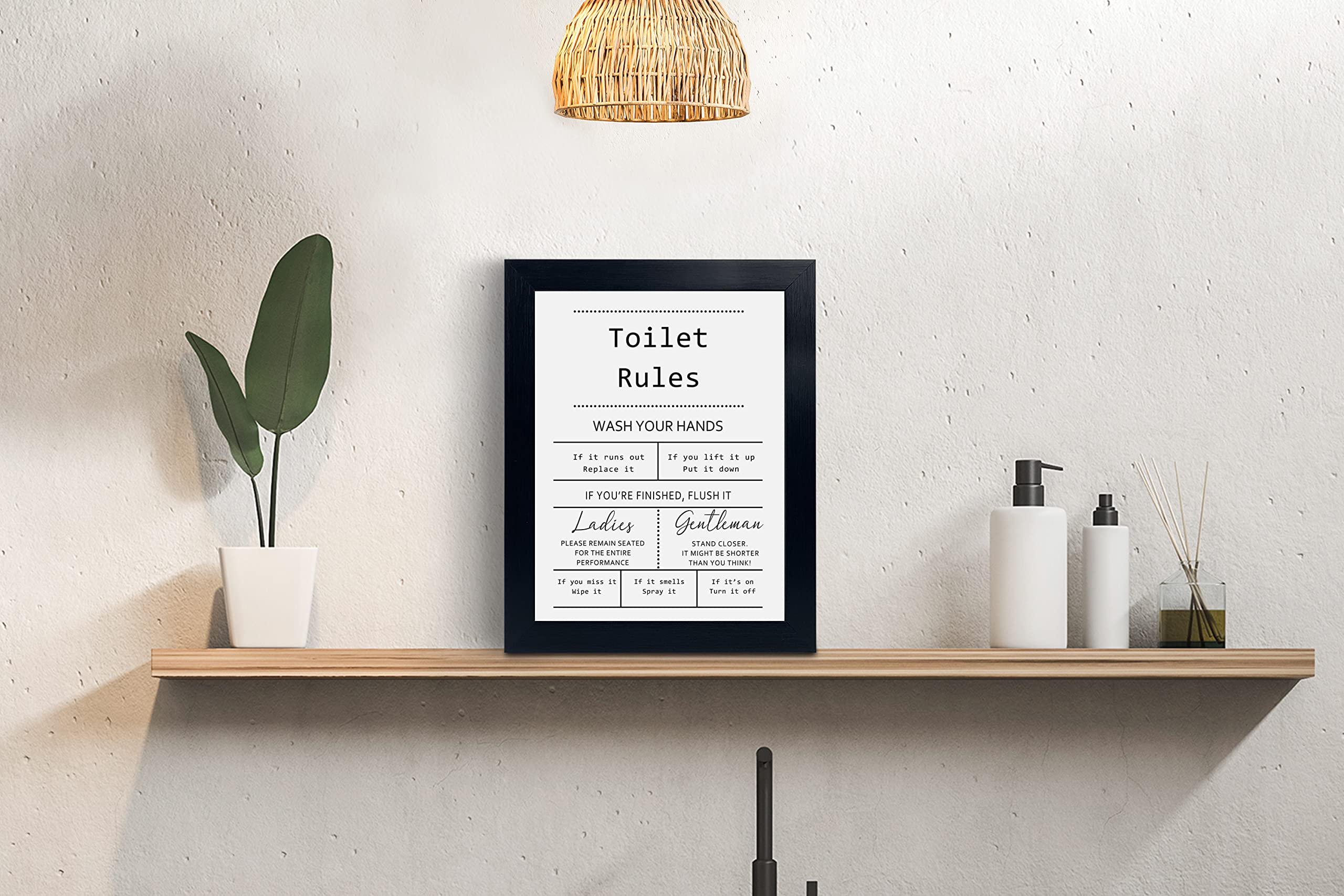 Funny Toilet Rules Quotes Sign - Humorous Bathroom Wall Art Decor for Guest Restroom | Perfect for Home, Office, or Restaurant Bathroom Decor