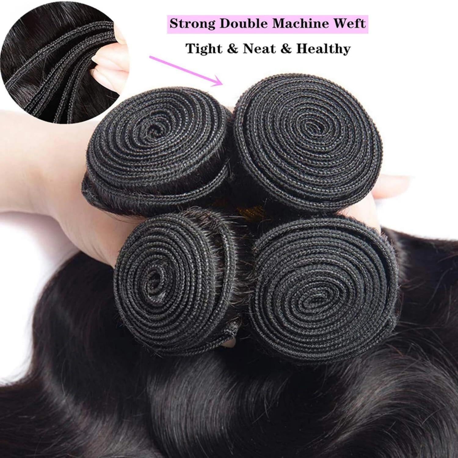 100% Unprocessed Brazilian Human Hair Bundles - Body Wave 24/26 Inch 4-Pack - Natural Black Hair Extensions for Women | Perfect for Styling, Volume Boosting & Everyday Wear