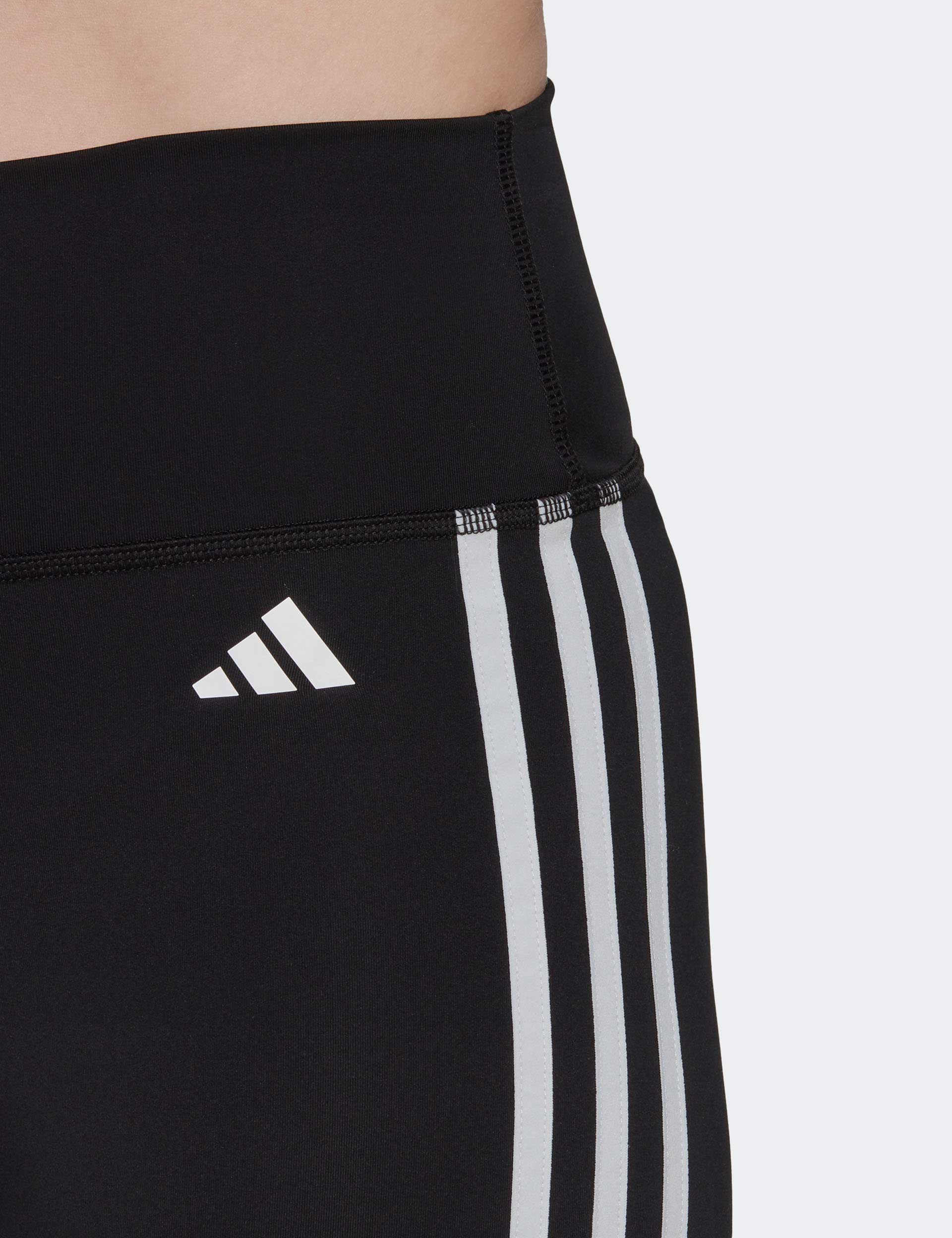 High Waisted Short Leggings with 3 Stripes - Women's Workout Training Essentials in Black | Perfect for Yoga, Running & Gym