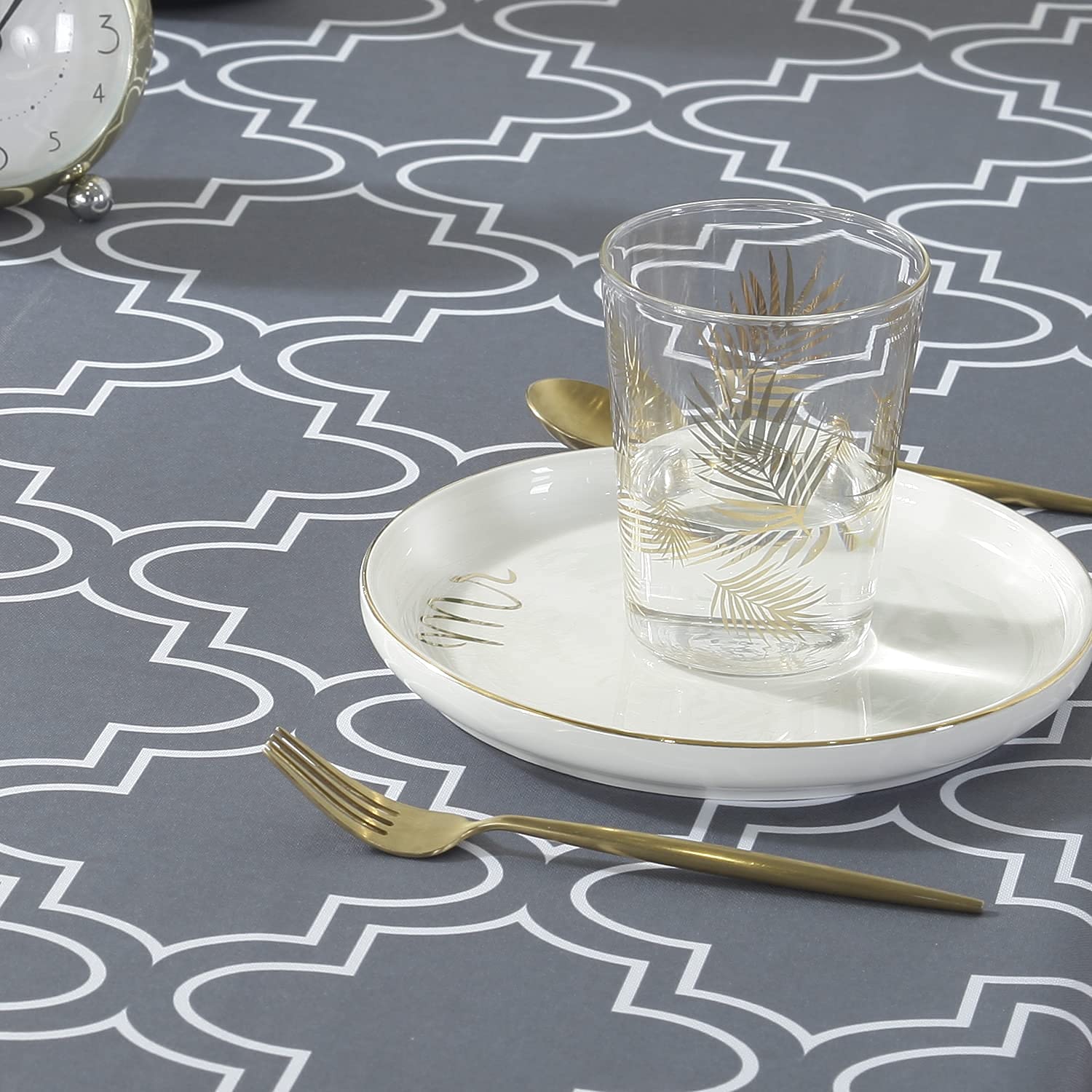 UFRIDAY Gray Square Tablecloth 52x52 Inch Waterproof - Spill Proof Fabric for Living Room Coffee Table