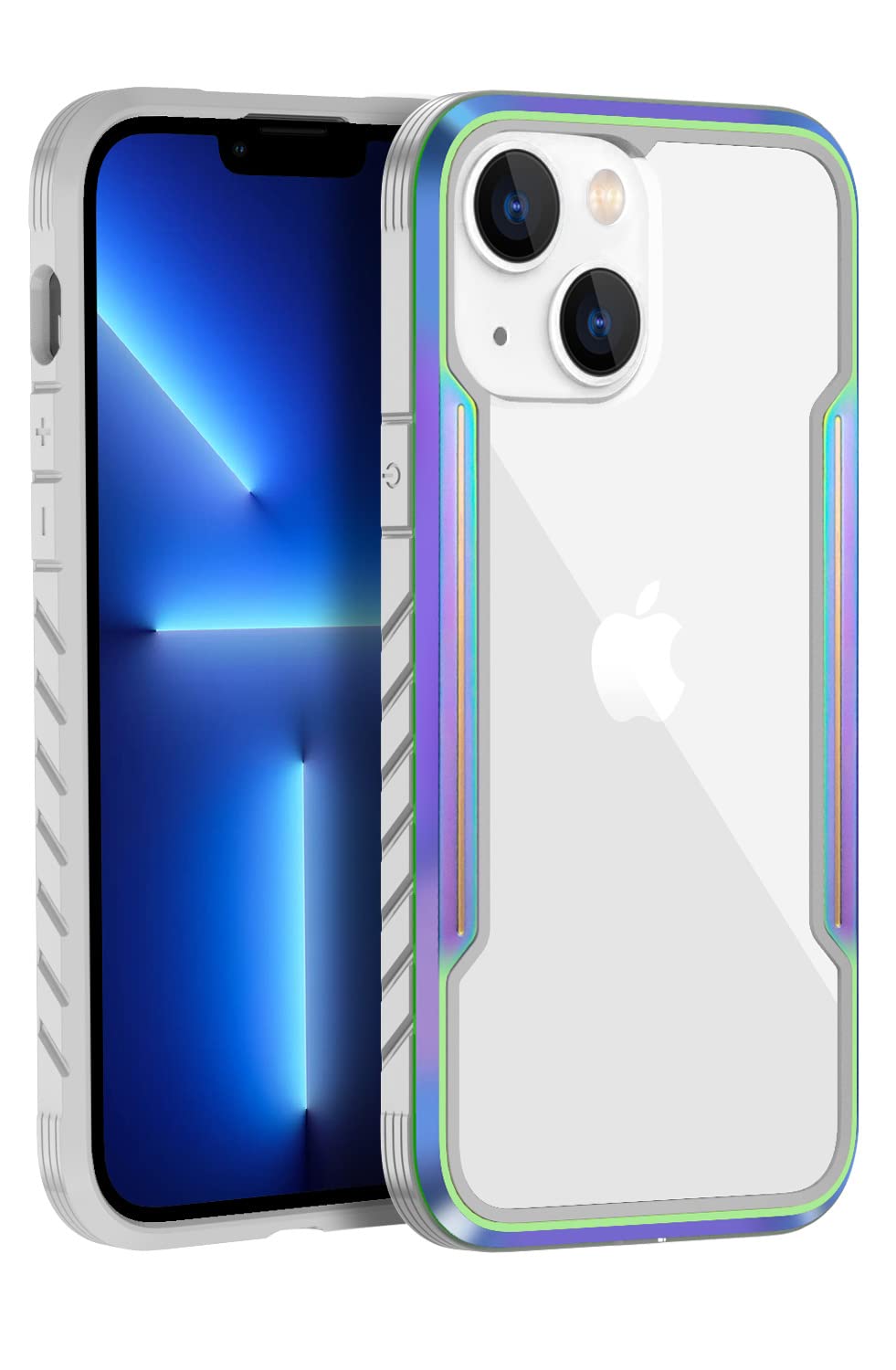 Shockproof Heavy Duty Protective Phone Case for iPhone 13 - Clear with Aluminum Metal Frame | Durable Drop Protection for Work, Outdoor & Active Lifestyle