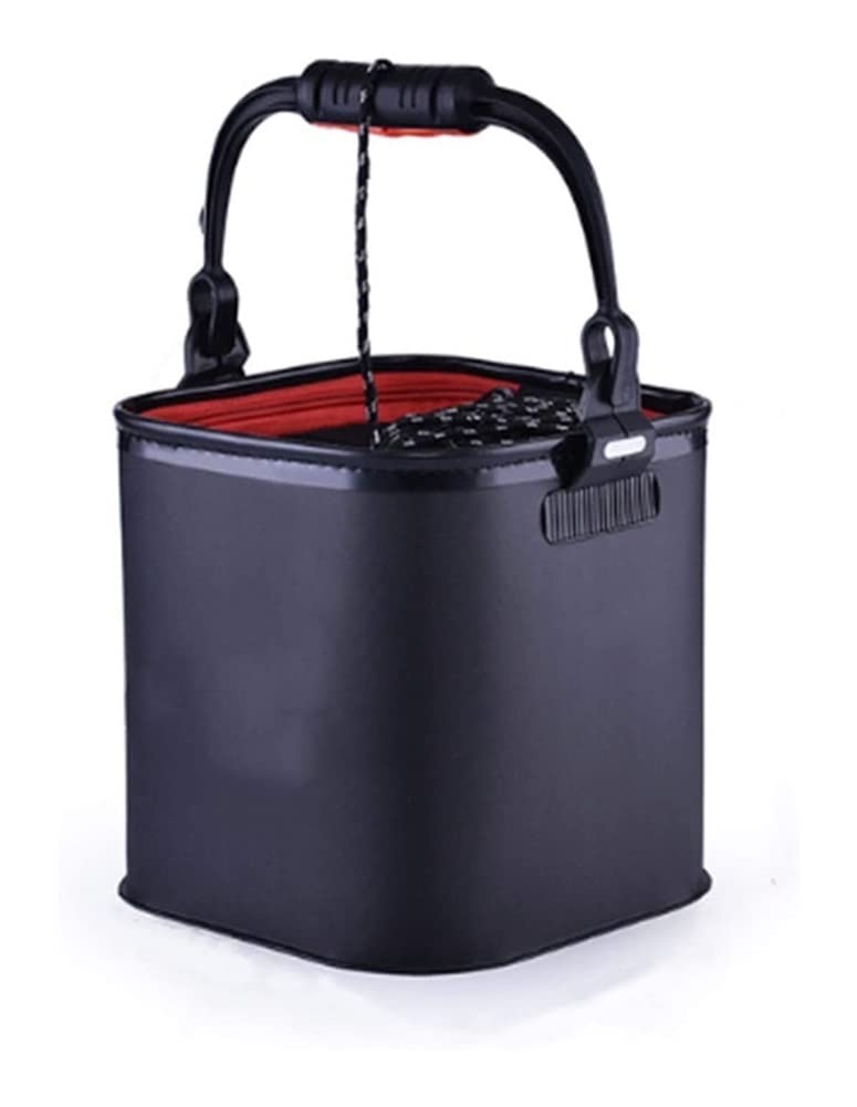 UMKY 13L Thickened EVA Telescopic Bucket - Portable Collapsible Fishing Bucket for Live Fish, Bait, Tackle Storage - Ideal for Outdoor Fishing, Car Washing, Kitchen & Bathroom Use (Black)