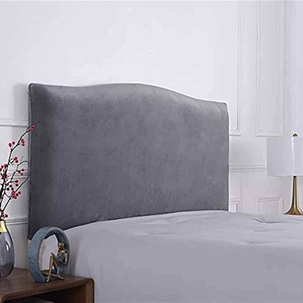 Stretch Velvet Headboard Cover - Dustproof & Washable Bed Headboard Slipcover Protector for Queen/King Size Beds | Elegant Bedroom Decor Upgrade (Beige, Grey, Navy) - Perfect for Master Bedrooms, Guest Rooms & Airbnb Listings