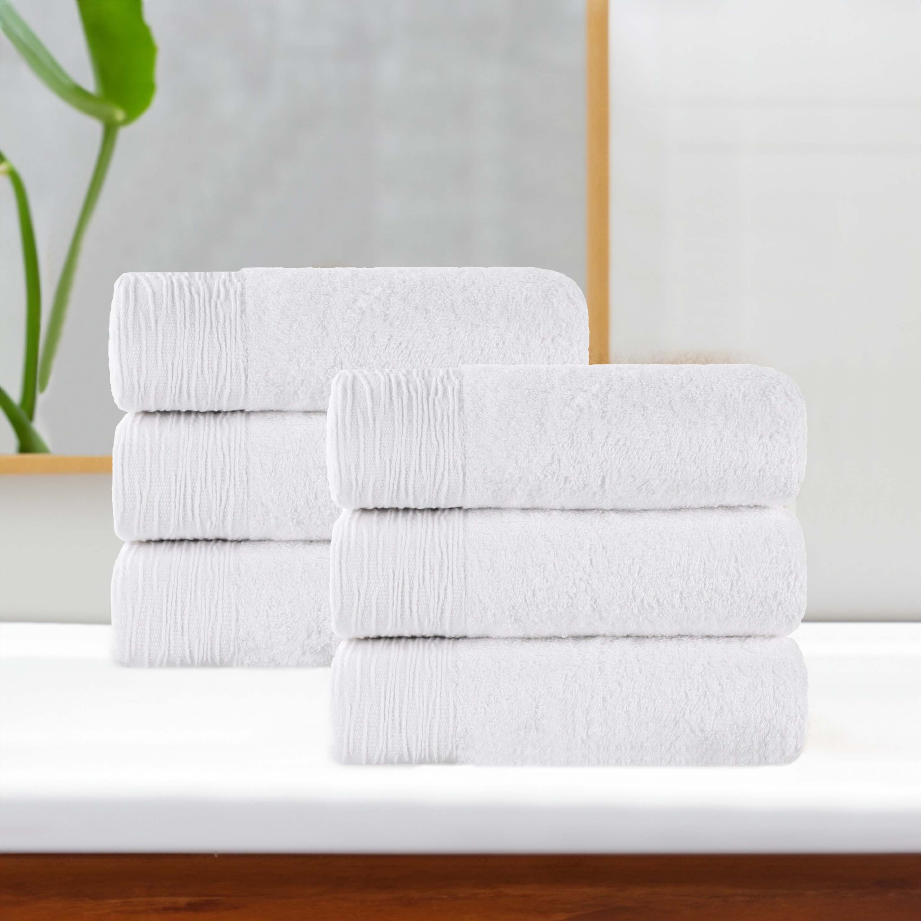 6-Pack Eco-Friendly Rayon Bamboo Hand Towels - Soft, Absorbent & Sustainable for Kitchen, Bathroom & Spa Use