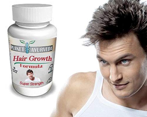 Planet Ayurveda Herbal Hair Growth Pills for Men - 100% Natural Thinning Hair Treatment & Fast Regrowth Solution | Combat Balding & Promote Healthy Hair for Daily Use at Home or Work