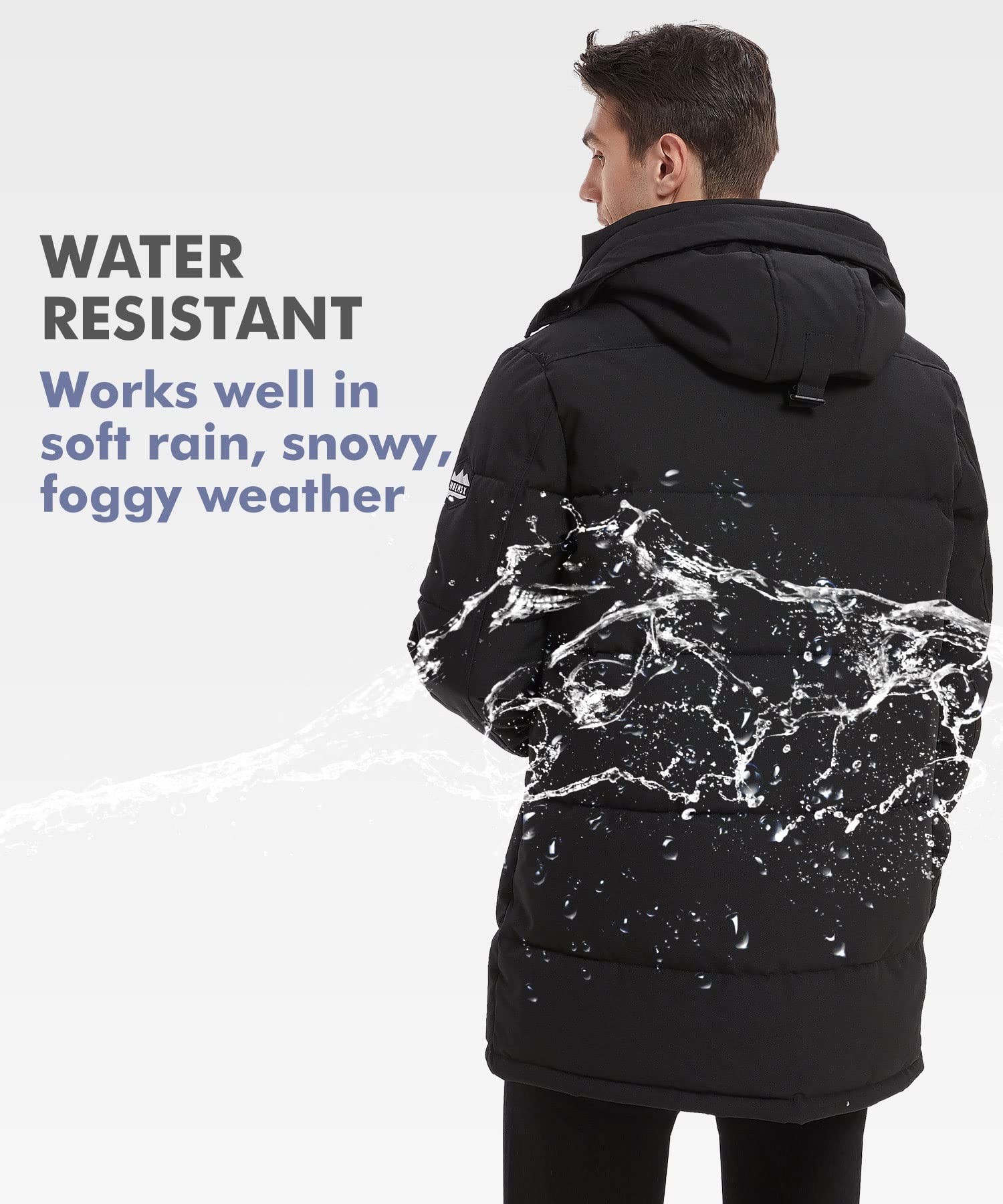 PUREMSX Men's Winter Coat - Windproof, Insulated Thick Padded Parka Jacket for Outdoor Activities | Cold Weather, Snow, Hiking & Daily Wear