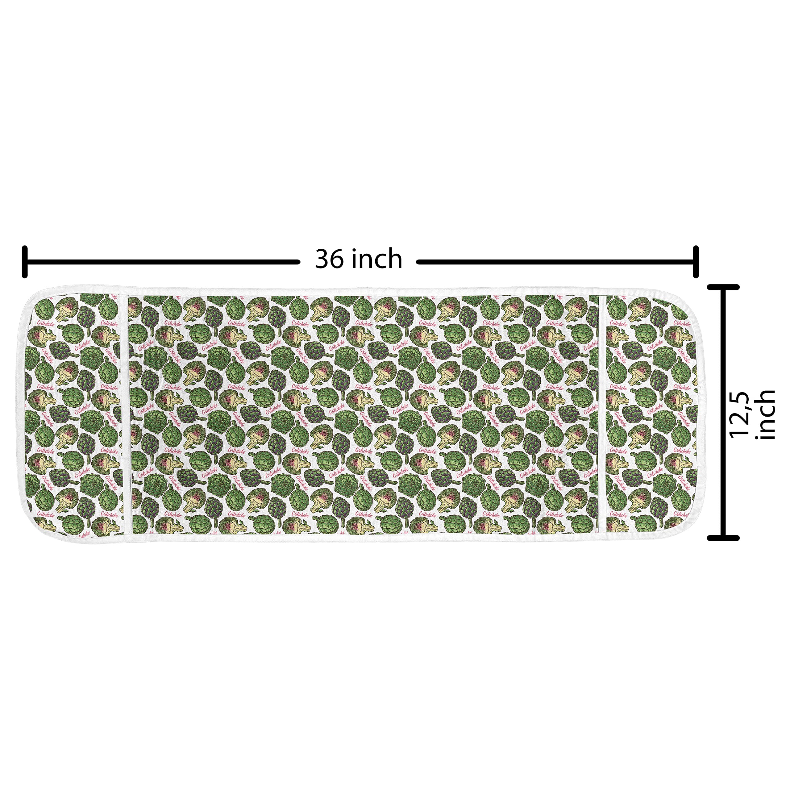 Ambesonne Artichoke Microwave Cover - Hand-Painted Superfood Design, Vibrant Waterproof Kitchen Organizer with Pockets, 36x12 Inches in Hunter Green - Perfect for Microwave Protection & Stylish Kitchen Decor