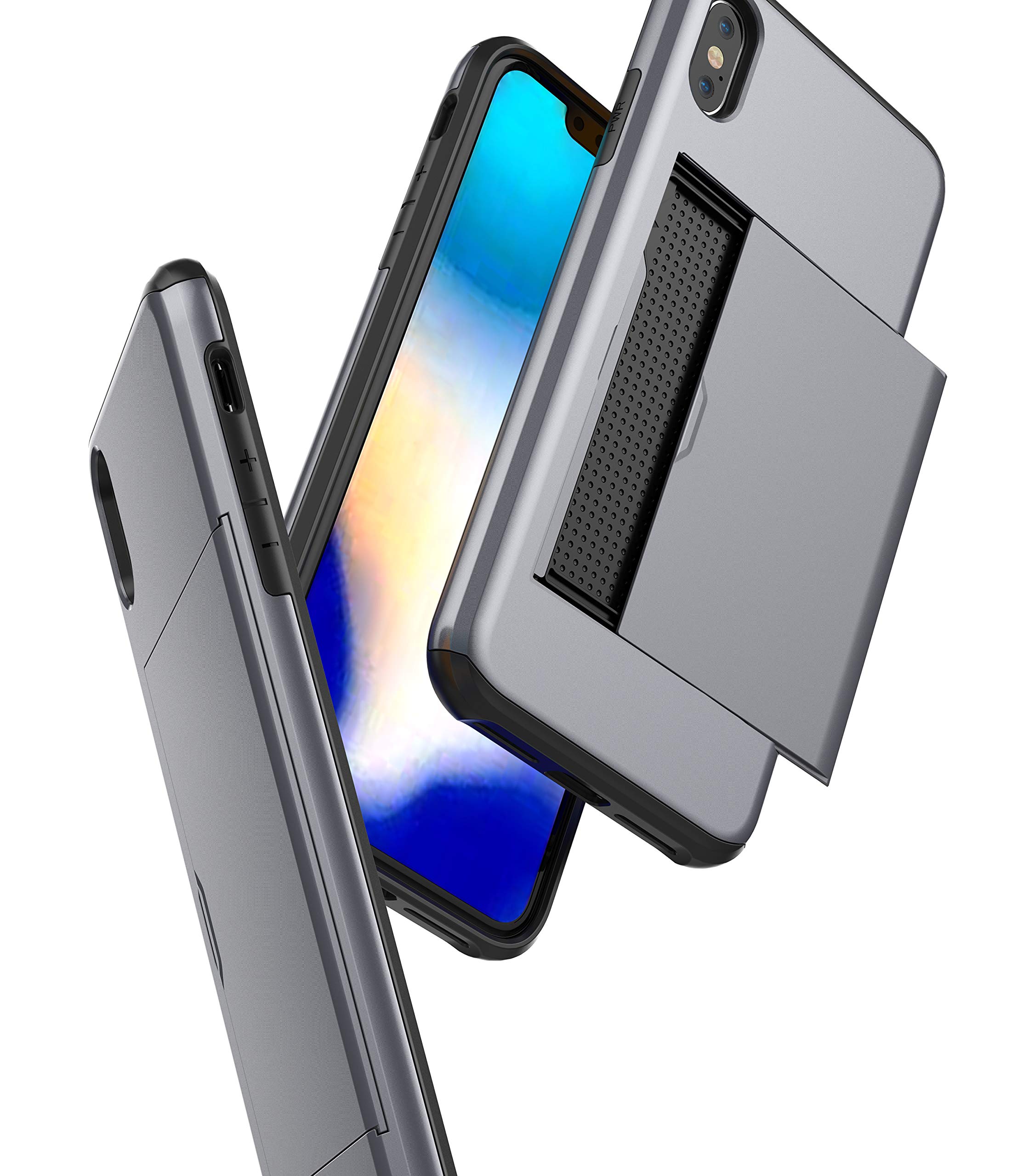 SORAKA iPhone X / Xs Wallet Case with Card Holder - Dual Layer Shockproof Armor Cover (PC + TPU) - White - Perfect for Everyday Use, Travel & Business