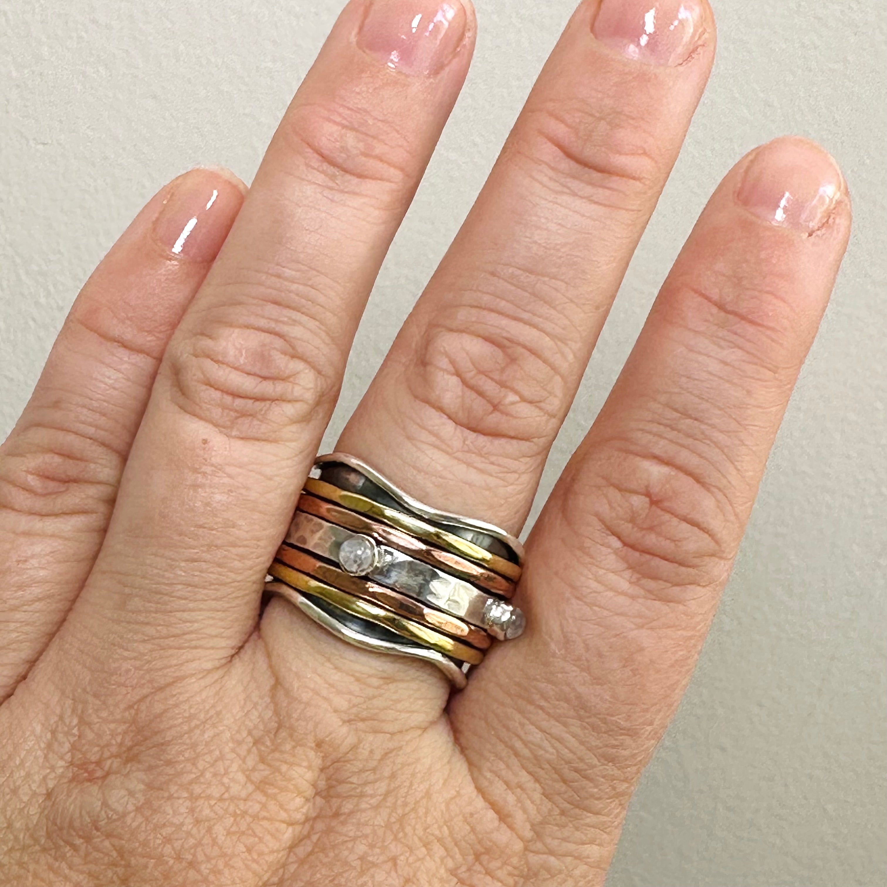 Moonstone Spinner Ring Size 9.5 R3905 - Elegant Adjustable Sterling Silver Jewelry for Women, Perfect for Meditation, Stress Relief & Everyday Wear