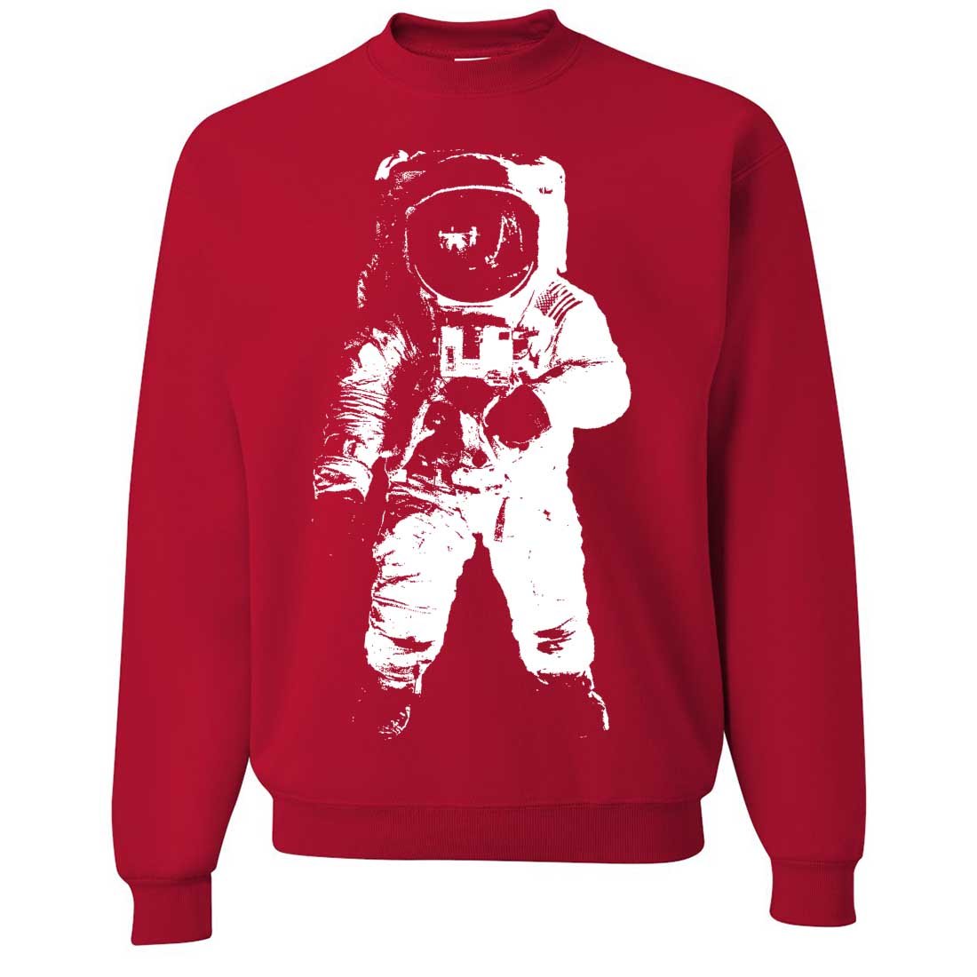 Space Astronaut Man on The Moon White Print Crewneck Sweatshirt | NASA-Inspired Graphic Hoodie | Men's & Women's Casual Pullover | Perfect for Space Enthusiasts, Sci-Fi Fans & Everyday Wear