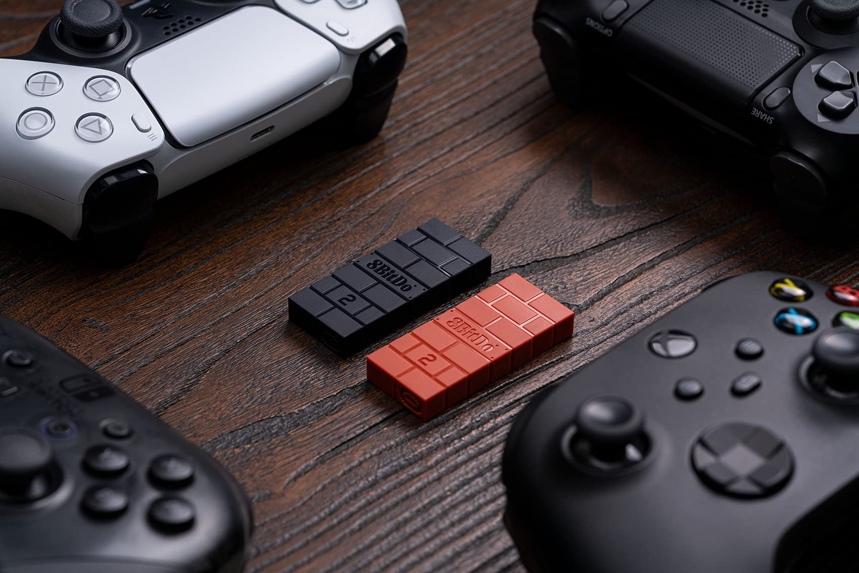 8Bitdo Wireless USB Adapter 2 - Bluetooth USB Adapter for Xbox Series, Switch Pro, Joycons, PS5, PS4, PS3 Controllers - Works with Switch, PC, Android TV Box, Raspberry Pi, Retrofreak (Brown) - Perfect for Gaming, Streaming & Retro Console Setup