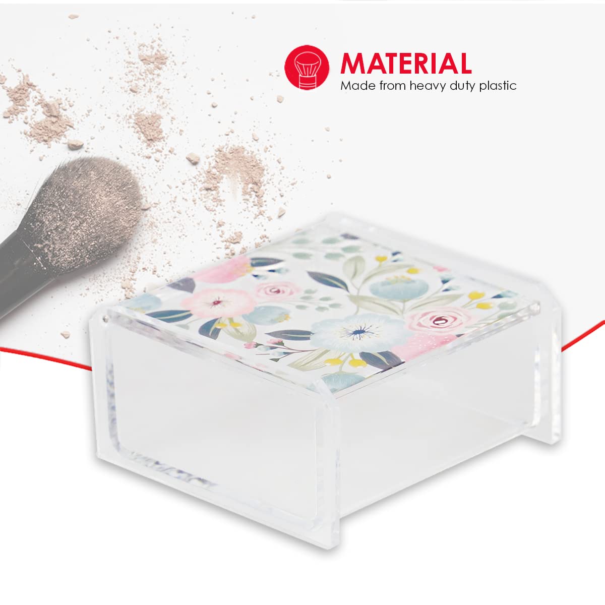 Floral Print Small Plastic Storage Box with Hinged Lid - Cosmetic & Jewelry Organizer for Nail Polish, Eyeshadow & Accessories | Perfect for Bedroom, Bathroom Vanity & Cabinet Organization