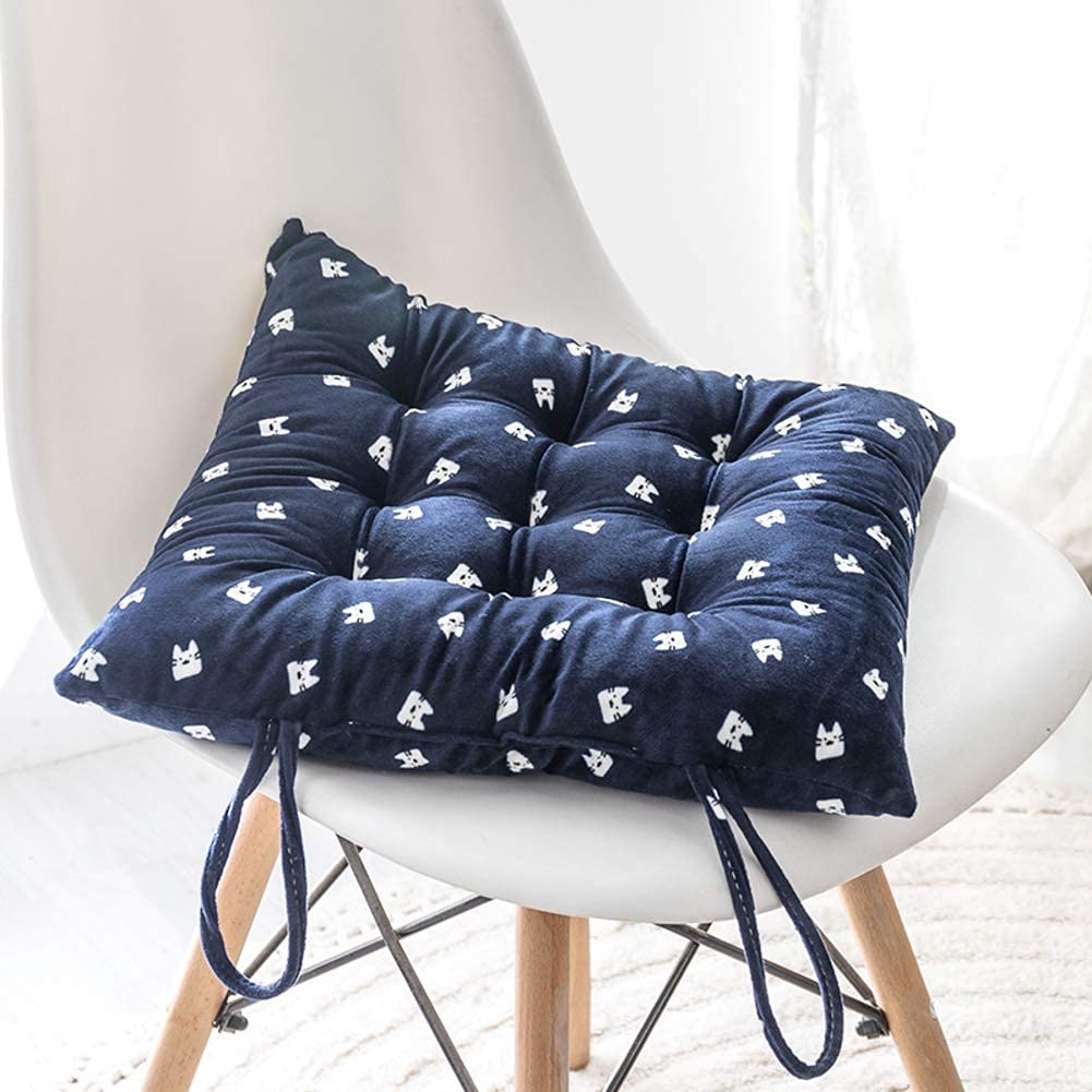 Tufted Dining Chair Pads - Quilted Breathable Seat Cushions for Indoor & Outdoor Use, Non-Slip Comfort Square Chair Cushions, Overstuffed Blue 16x16 Inch - Perfect for Dining Rooms, Patios, and Office Chairs
