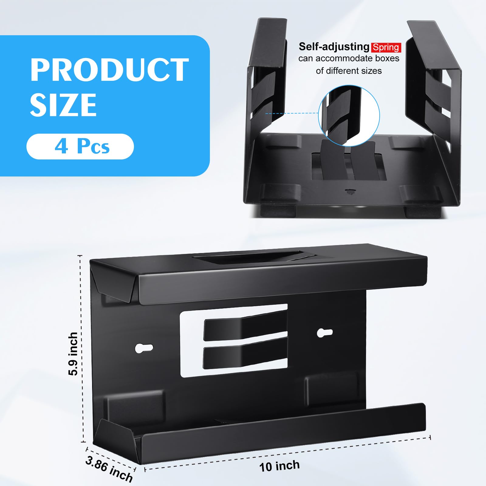 4 Pcs Magnetic Glove Box Holder Dispenser - Wall Mounted Glove & Towel Organizer for Kitchen, Bathroom, Office - Perfect for Hospitals, Homes & Workplaces (Holds Wipes, Tissues & Accessories)