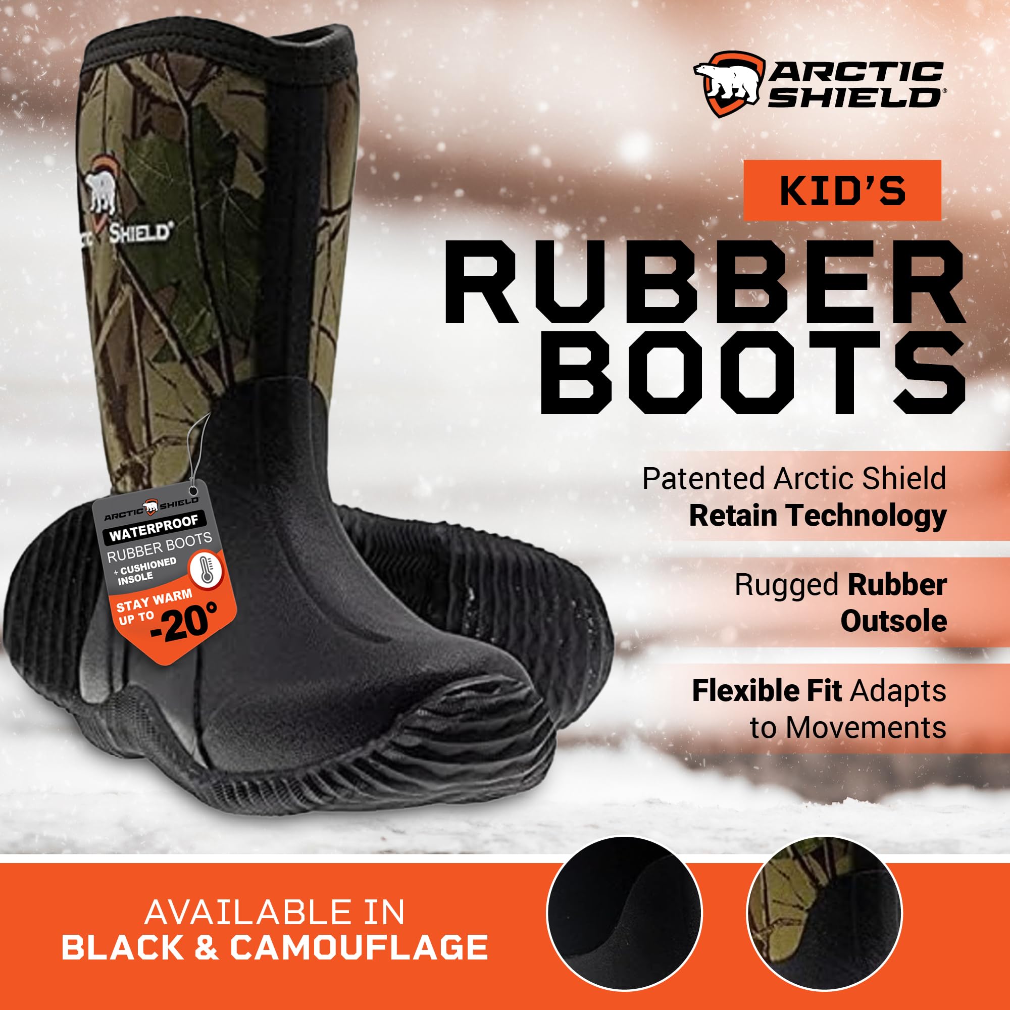 **Waterproof Kids Rain Boots for Boys & Girls - Insulated Winter Snow Boots for Toddlers & Big Kids - Unisex Outdoor Boots for Rain, Mud, Fishing & Farm Use - Perfect for School, Play & Outdoor Adventures**