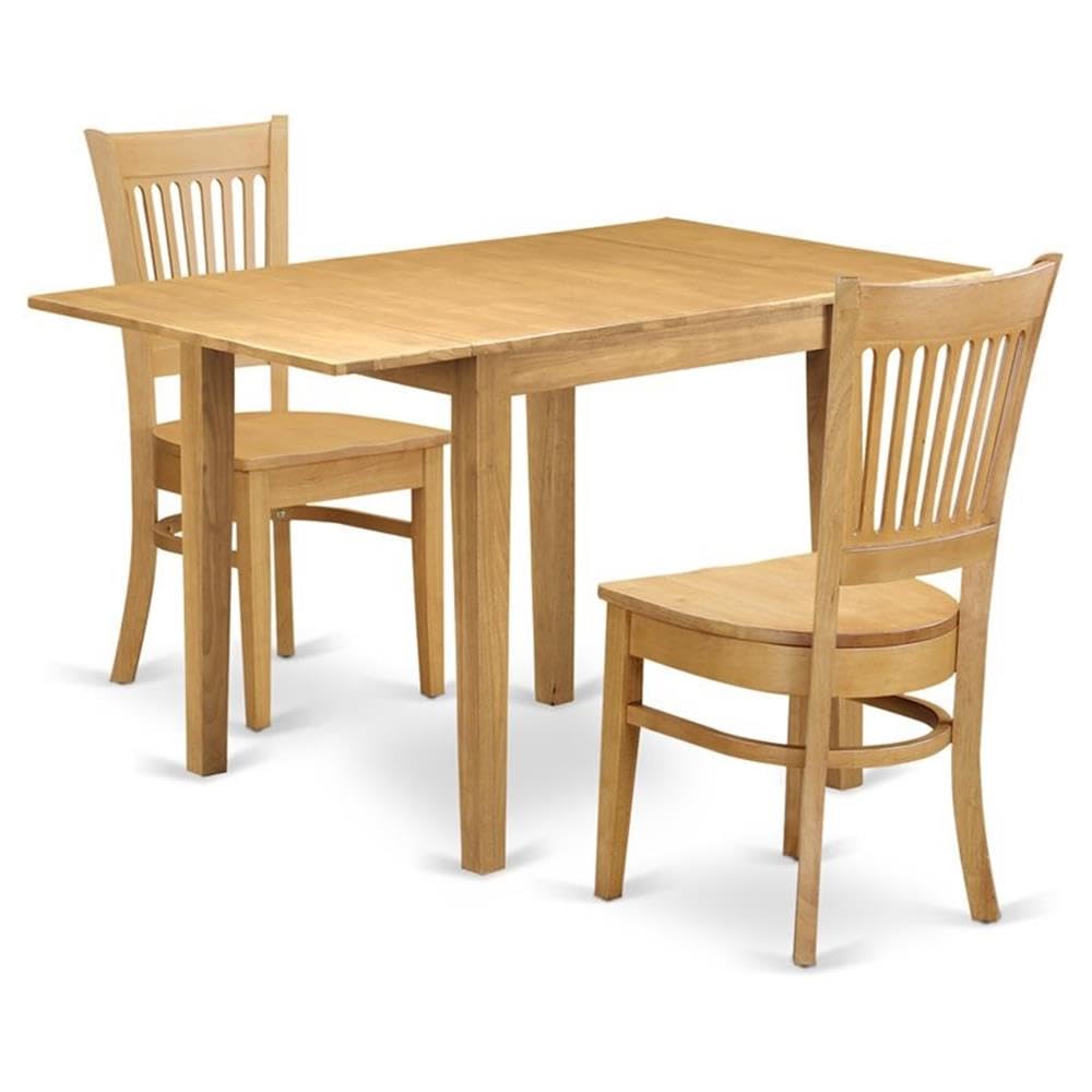 Pemberly Row 3-Piece Square Dining Set - Rustic Oak Brown Farmhouse Kitchen Table with Wooden Chairs for Small Spaces | Perfect for Breakfast Nooks, Compact Apartments & Cozy Family Meals