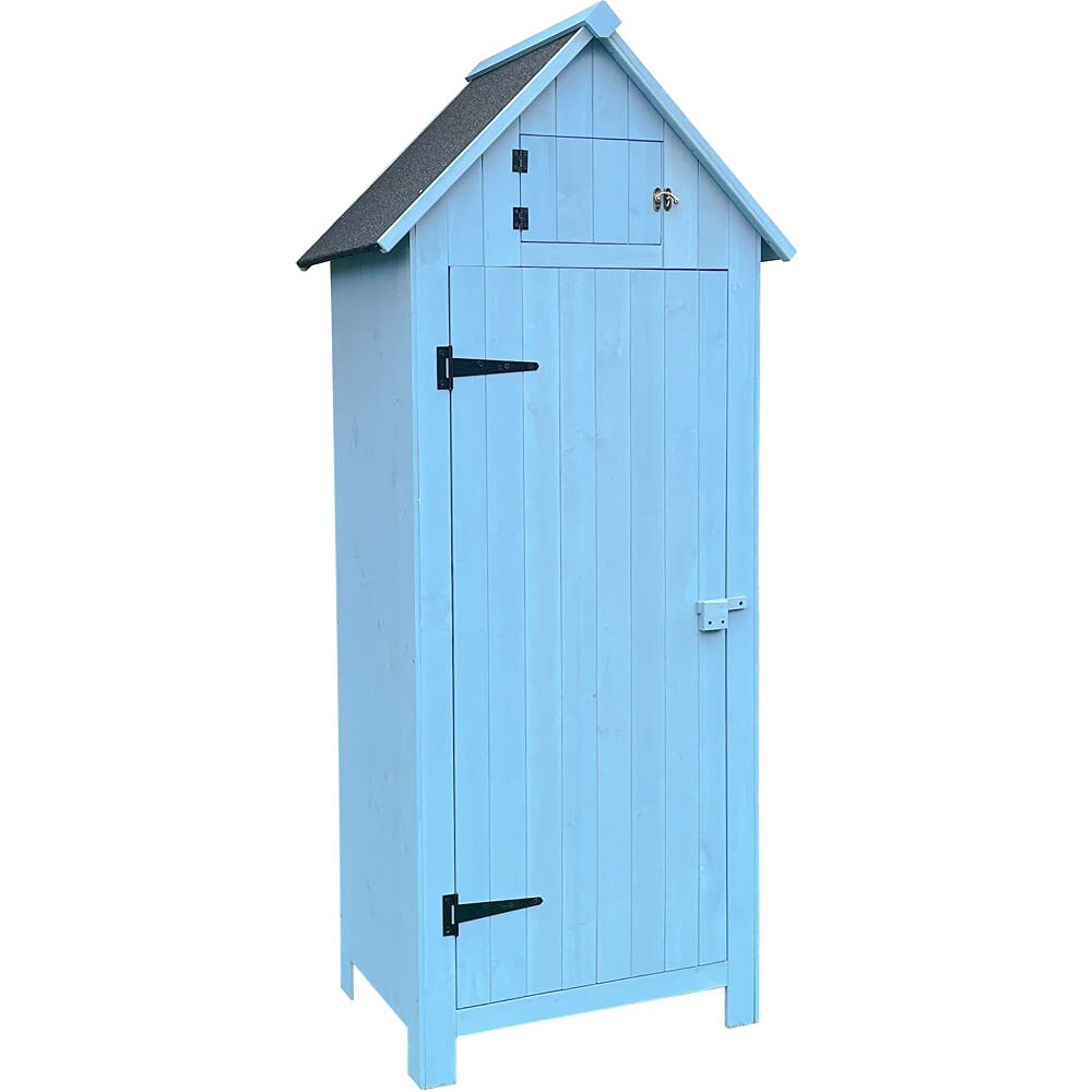Hanover 8.7 cu. ft. Outdoor Storage Shed with Shelf & Lock - Vertical Wooden Tool Shed for Garden Equipment & Supplies - Durable Backyard Storage Cabinet for Patio, Lawn & Yard Organization