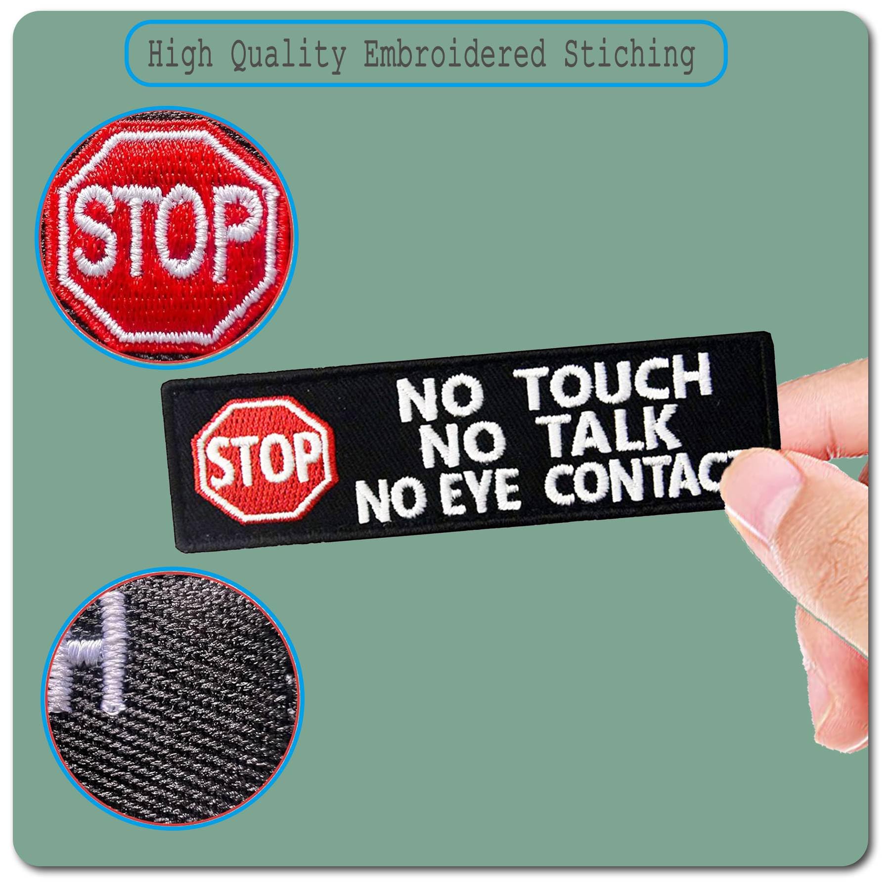 Service Dog Tactical Patch - No Touch No Talk No Eye Contact Embroidered Emblem for Dog Vests & Harnesses | Hook & Loop Fastener | Perfect for Training, Public Outings & Service Animal Identification