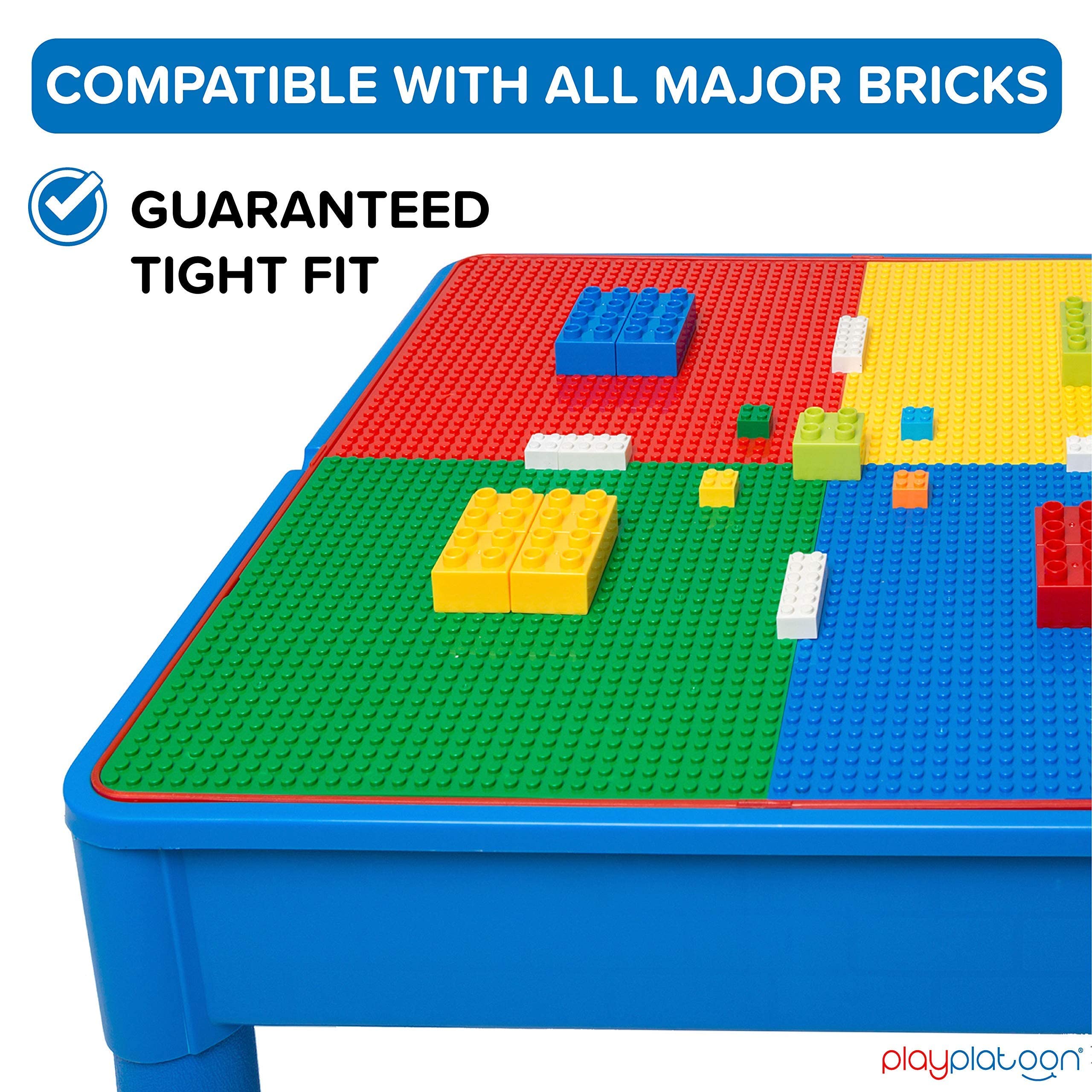 Play Platoon 5-in-1 Kids Activity Table & Chair Set with Building Blocks - Toddler Craft, Sensory & Learning Table with 2 Chairs & 25 XL Blocks (Yellow, Red, Green) - Perfect for Preschool Playrooms, Daycare Centers & Home Learning Activities