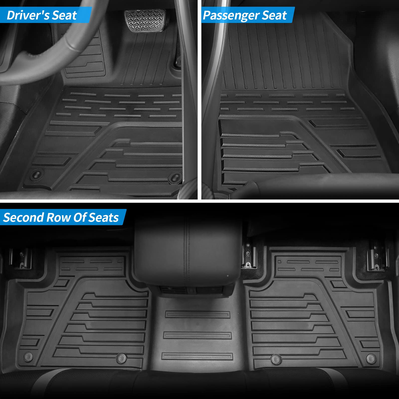 All-Weather TPE Cargo Liner & Floor Mats for 2019-2025 Toyota RAV4 - Trunk Mat, Back Seat Cover Protector & Custom Fit Floor Mats - Perfect for Road Trips, Camping & Daily Commute