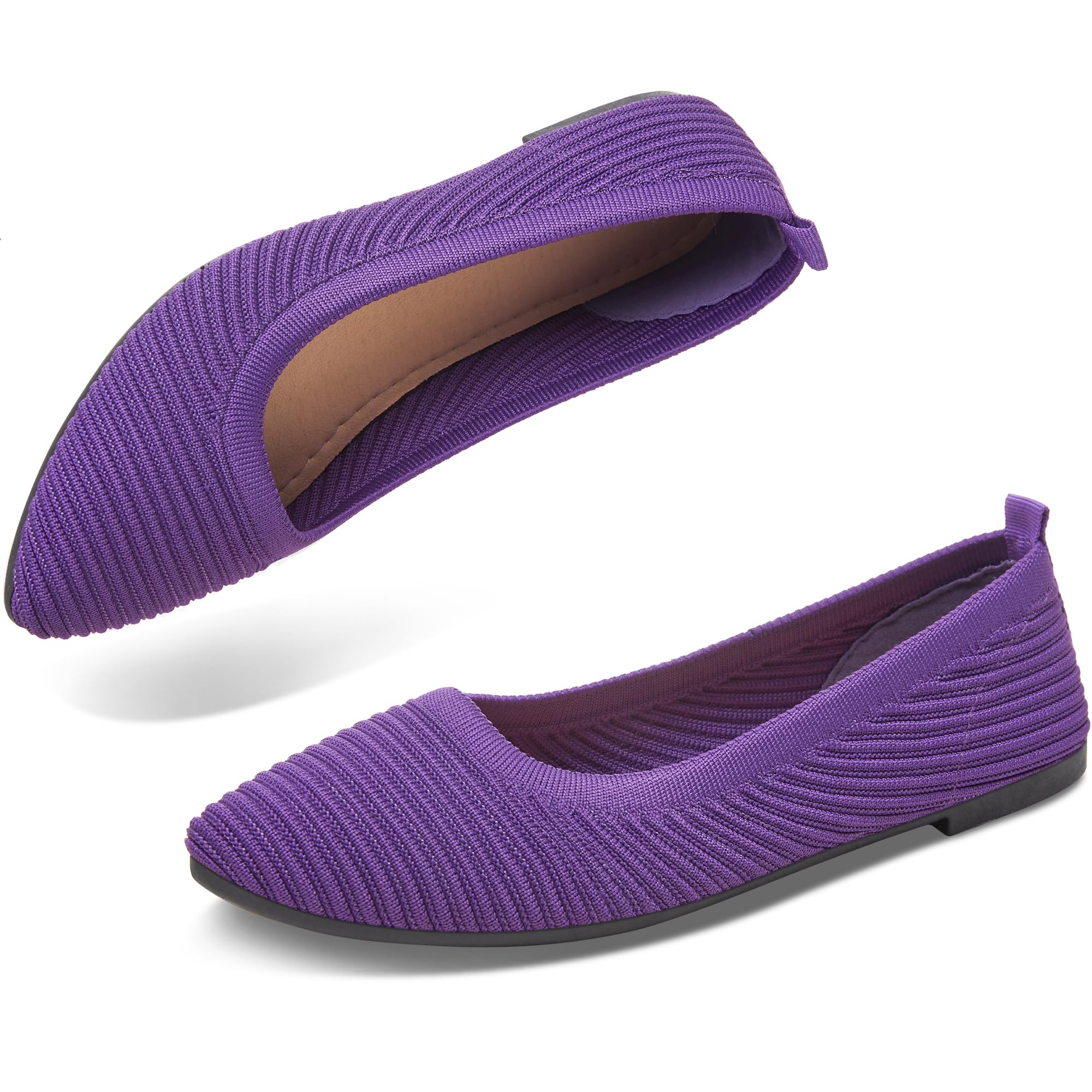 ALTOCIS Women's Knit Ballet Flats - Comfortable Pointed Toe Dress Shoes for Ladies | Soft Casual Ballerina Walking Flats | Perfect for Office, Travel & Everyday Wear