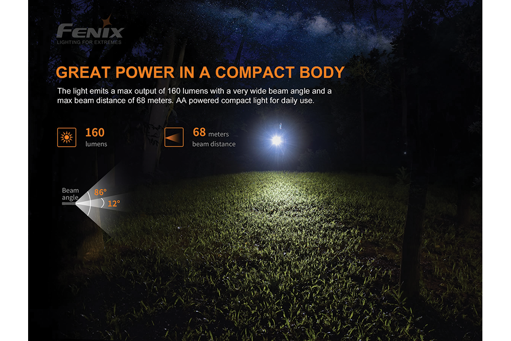 Fenix E12 V2.0 AA LED Flashlight - Compact, Bright, Waterproof EDC Flashlight for Camping, Hiking & Emergency Use