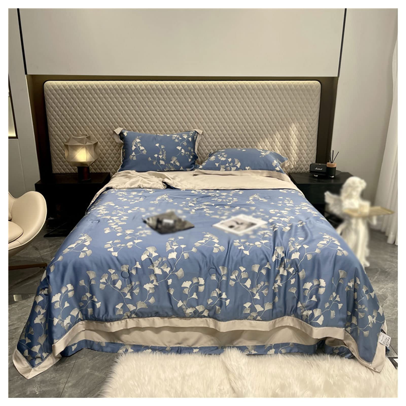 Luxury Washable Tencel Summer Quilt - Double Microfiber, Ultra Soft & Silky Smooth - Wrinkle & Fade Resistant - 220x240cm (86x94 inches) - Perfect for Bedroom, Guest Room & Vacation Homes