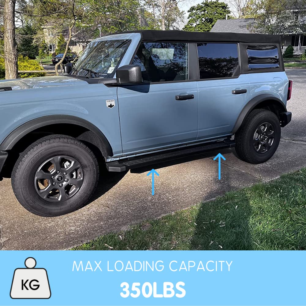 2021-2025 Ford Bronco 4 Door Side Steps Running Boards - Heavy Duty Nerf Bars with Non-Slip Surface | Perfect for Off-Roading, Camping & Daily Use Accessories
