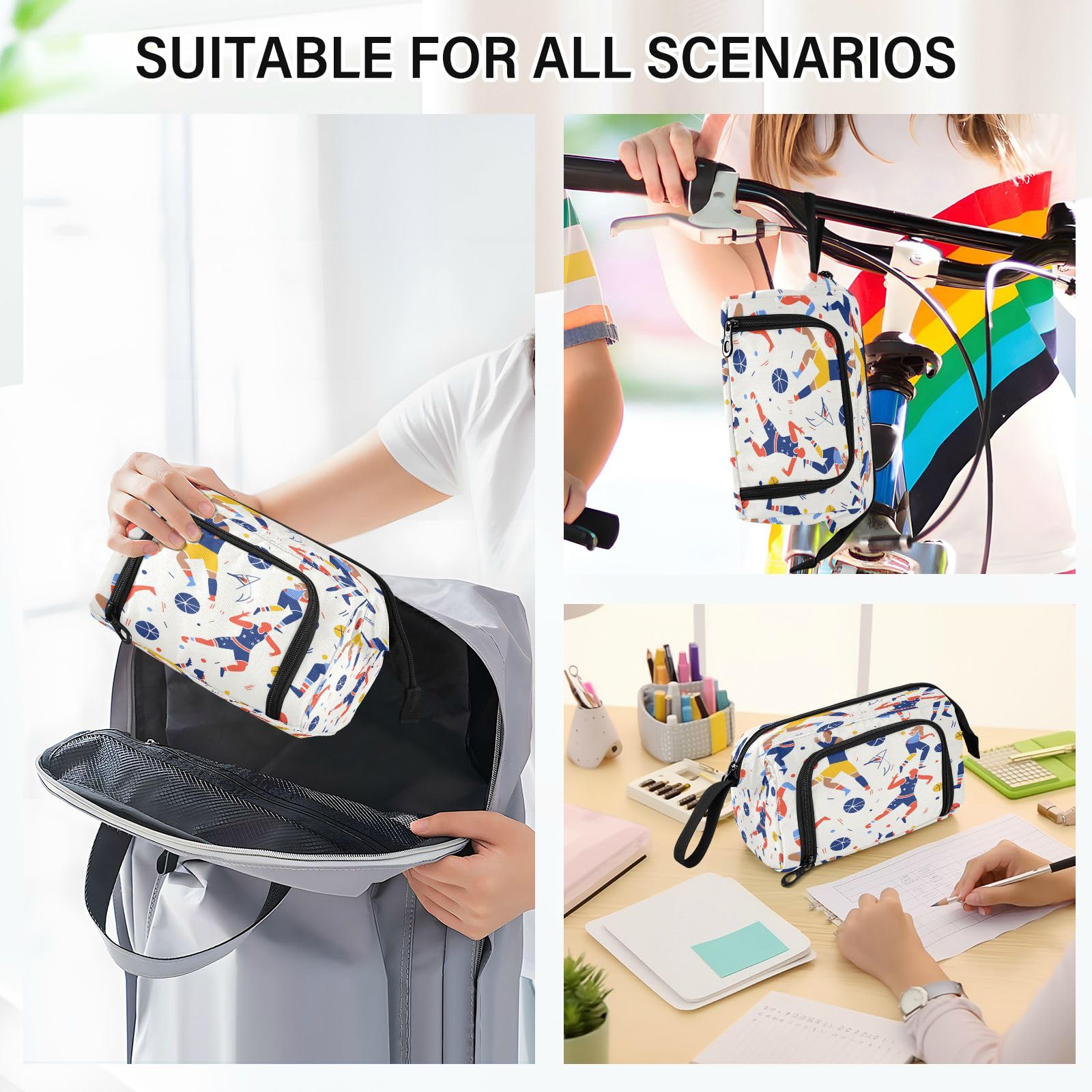 Large Capacity Sport Man Basketball Pencil Case - Durable Pencil Pouch & Stationery Organizer for School, Office, Work, Travel | Perfect for Students, Teachers, Professionals