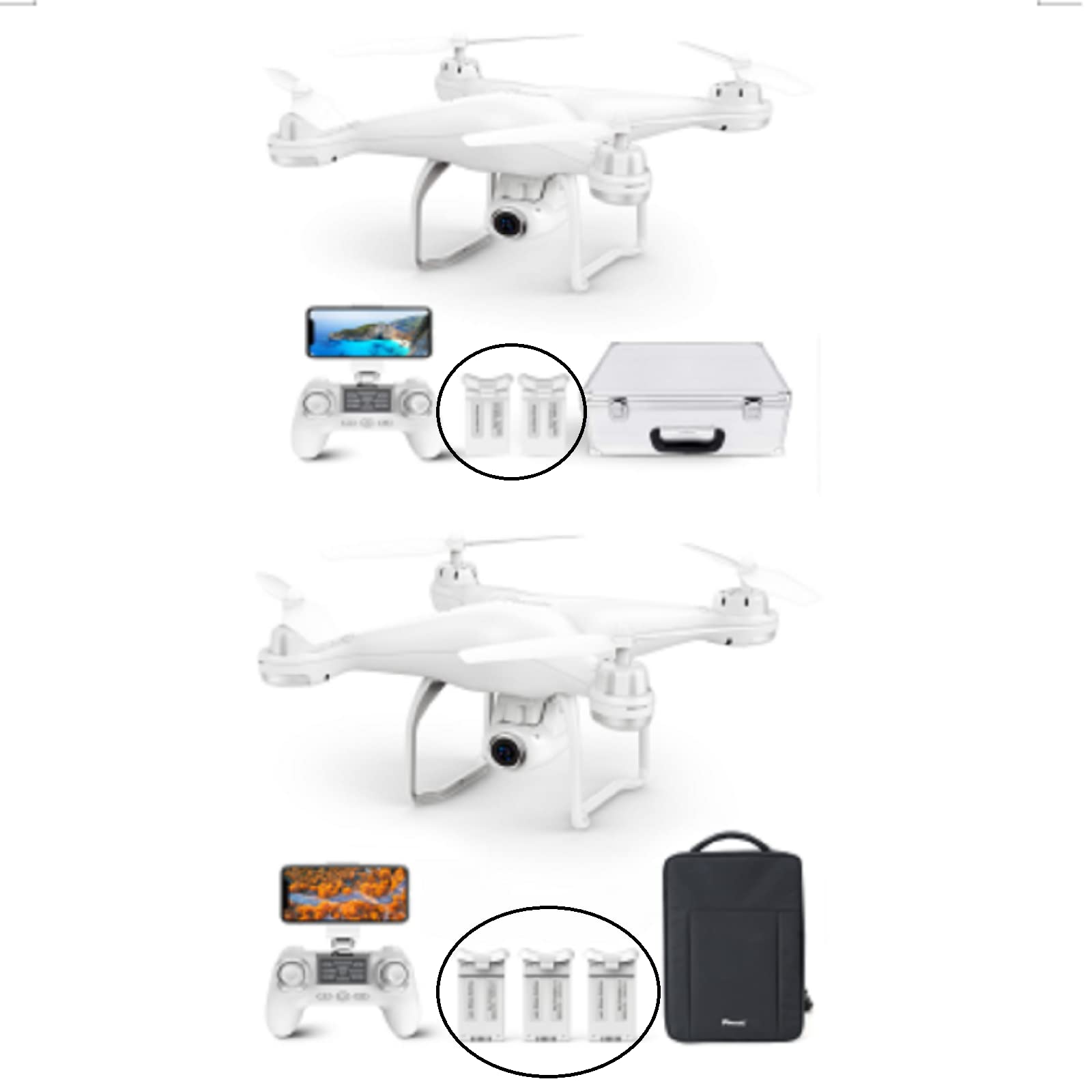 T25 2K GPS Drone with 2 Batteries & Carry Box or 3 Batteries & Backpack Combo - HD Aerial Photography for Travel, Outdoor Adventures & Real Estate Videography