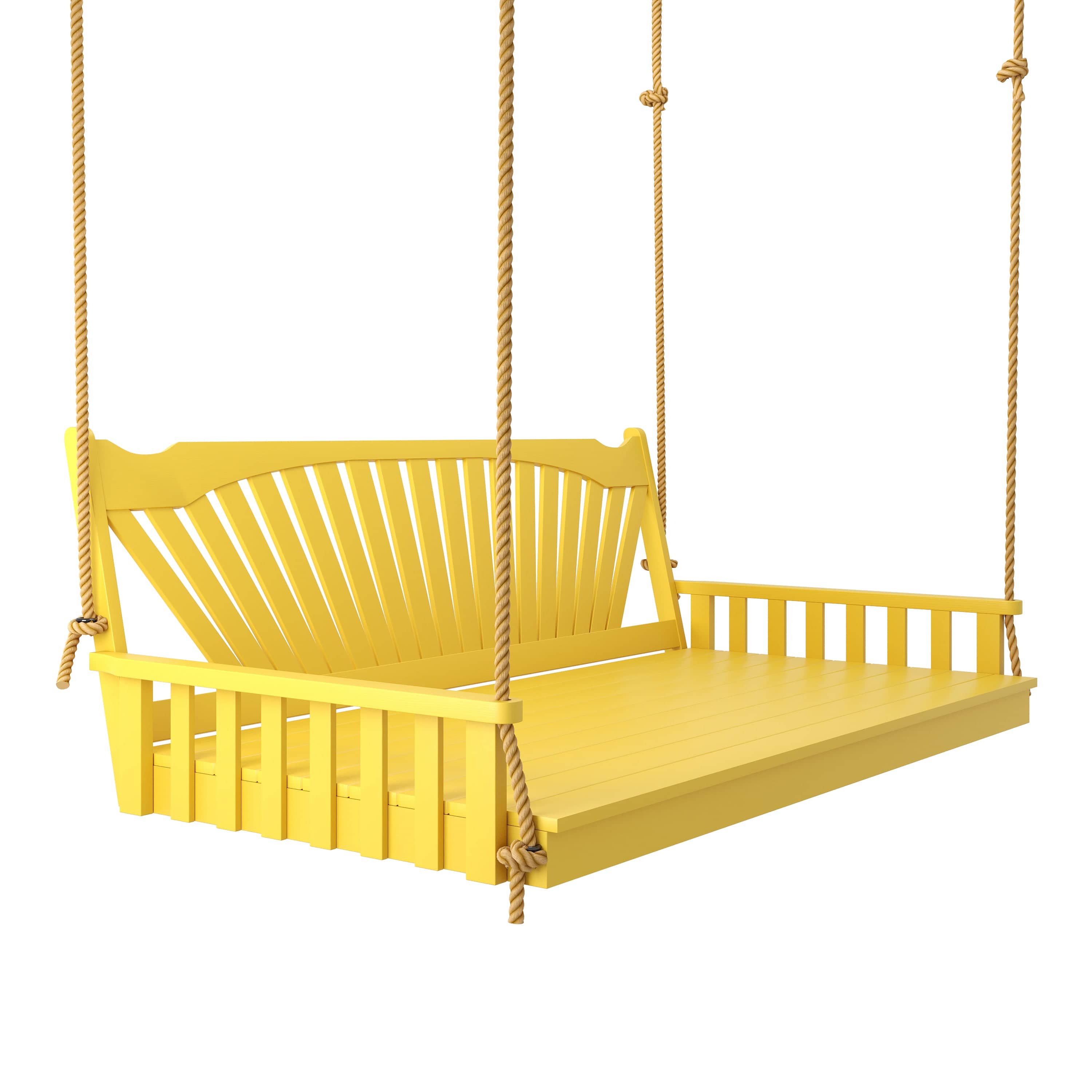 Amish Sunburst Porch Swing Bed - Handcrafted Cedar Wood Outdoor Hanging Daybed for Patio, Garden, and Backyard Relaxation