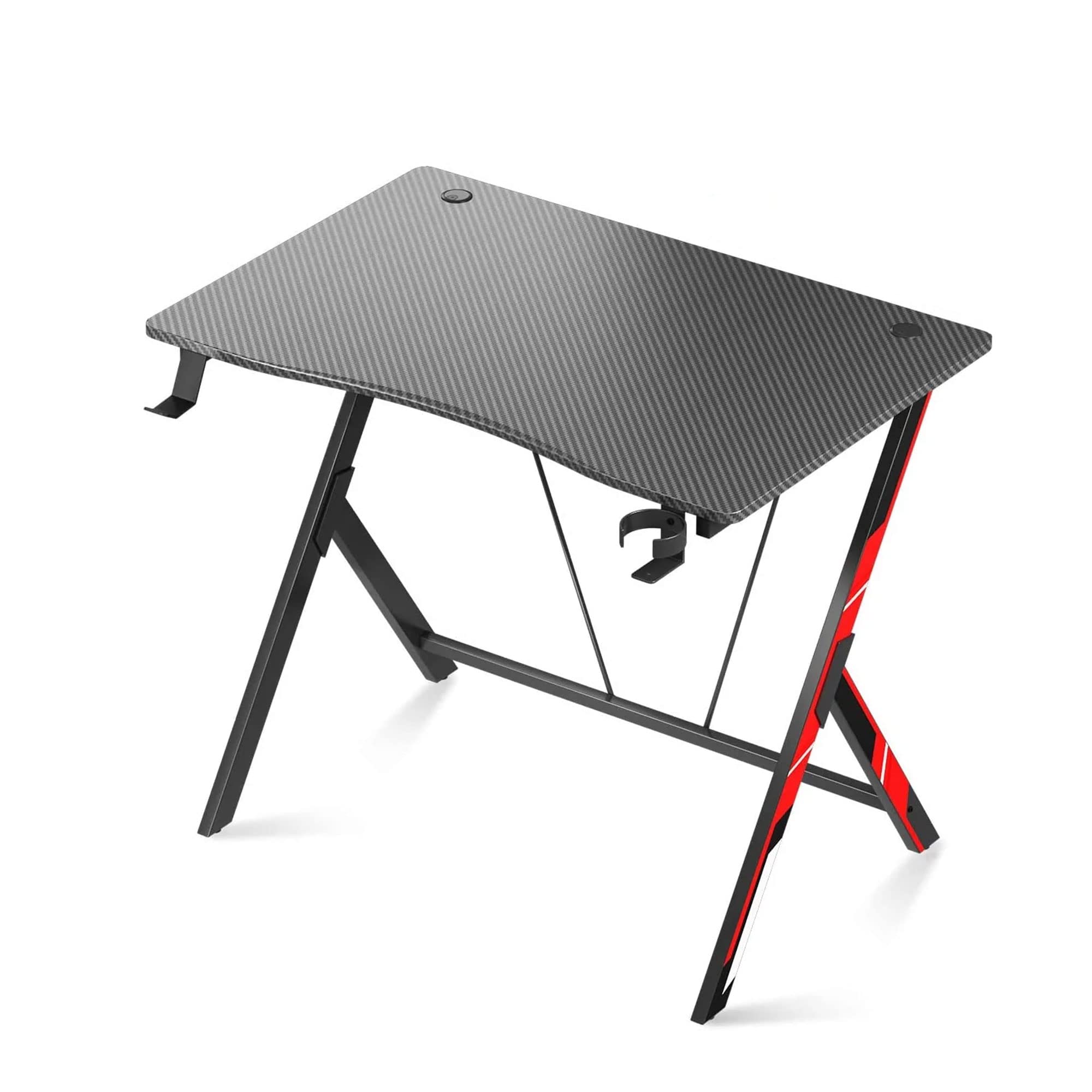 Motpk 31 inch Small Gaming Desk for Kids - Carbon Fiber Surface PC Computer Desk with Headphone Hook & Cup Holder | Perfect Home Office Workstation & Gift Idea for Gamers | Ideal for Bedroom, Dorm Room & Small Spaces