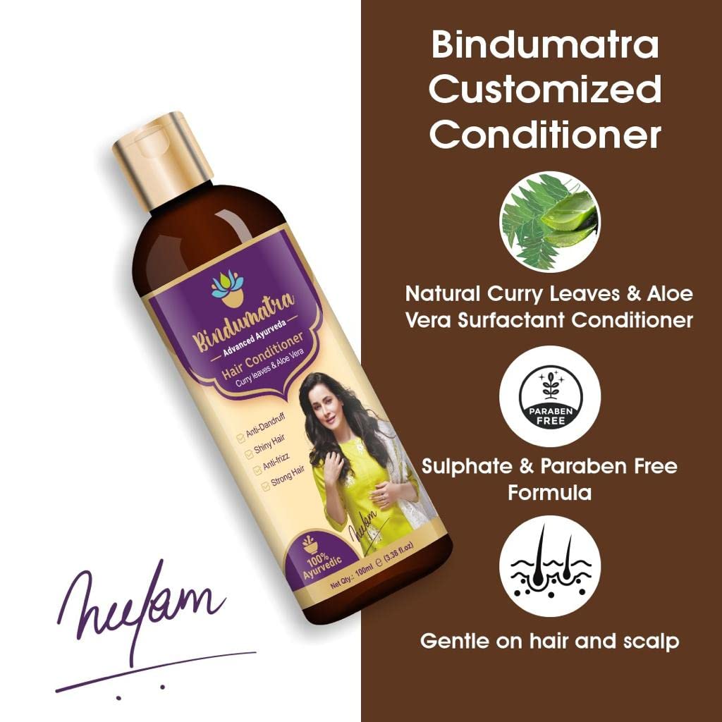 **Bindumatra Curry Leaves & Aloe Vera Hair Conditioner – 100% Ayurvedic & Organic, Anti-Dandruff, Frizz Control, Shine Boost – For Men & Women (100ml) | Perfect for Dry, Damaged Hair & Scalp Care**