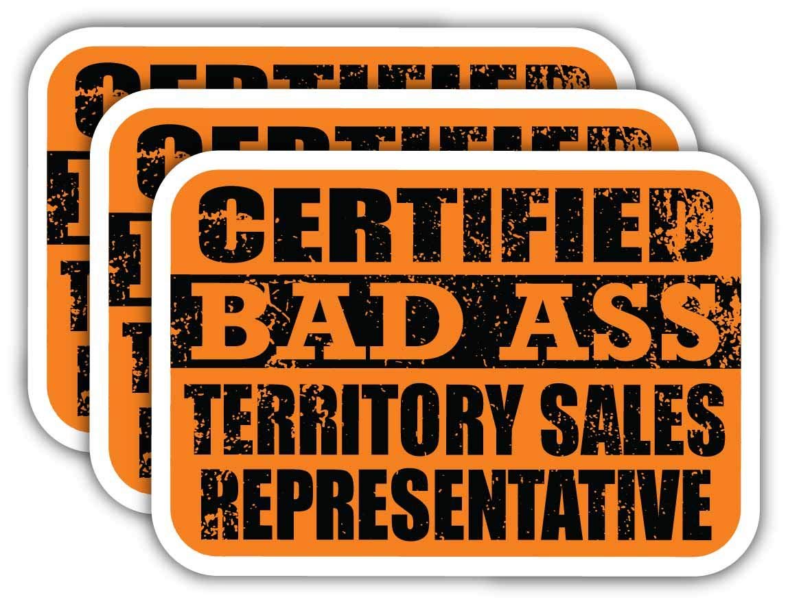 Certified Bad Ass Sales Rep Stickers - 3M Vinyl Decal for Laptops, Cars & Work Gear